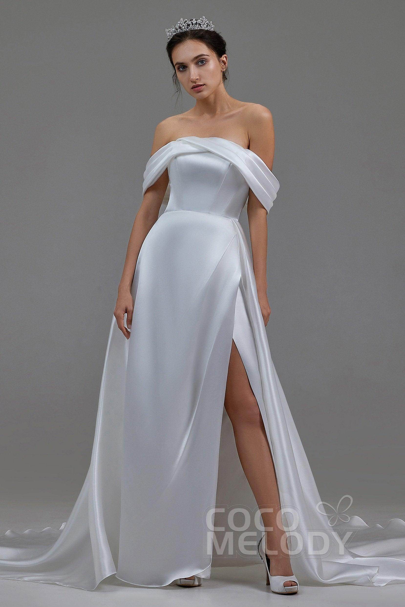 A-Line Pearl yarn and Acetate satin Wedding Dress LD5800