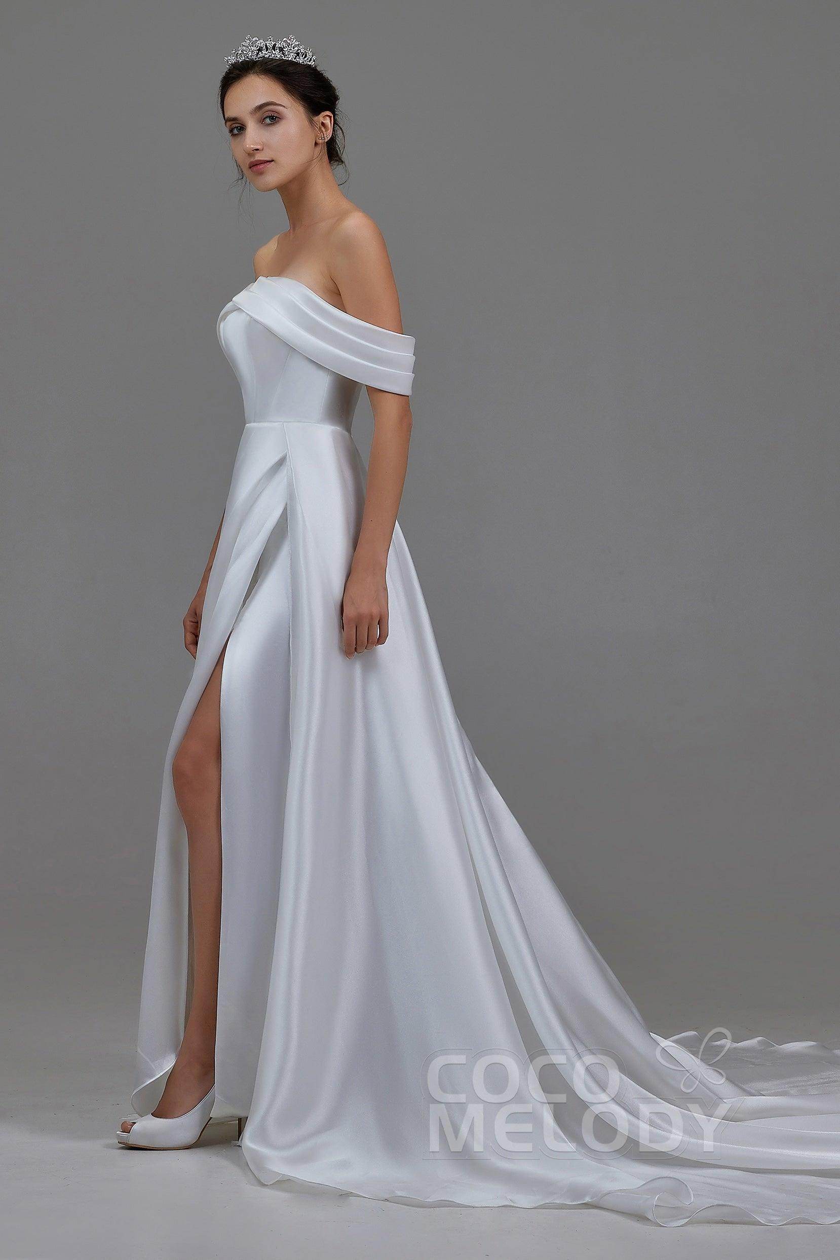 A-Line Pearl yarn and Acetate satin Wedding Dress LD5800
