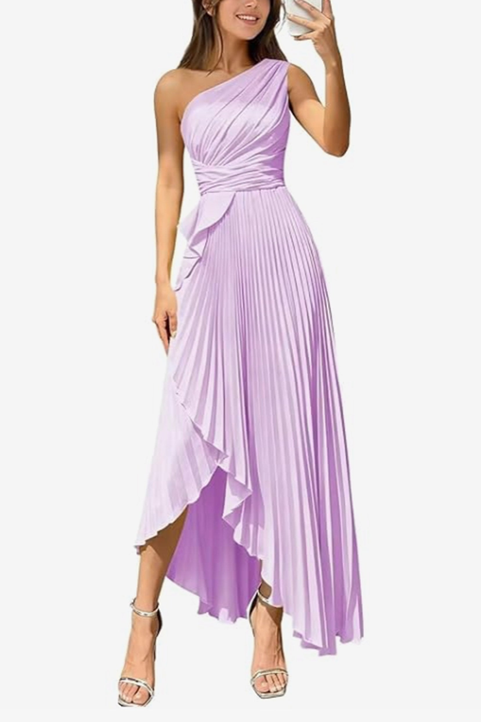Asymmetrical Maxi Satin Dresses CS1076