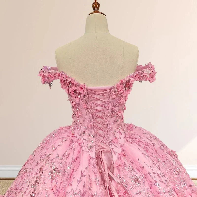 A Line Appliques Off the Shoulder Sweet Quinceanera Dresses with Beading