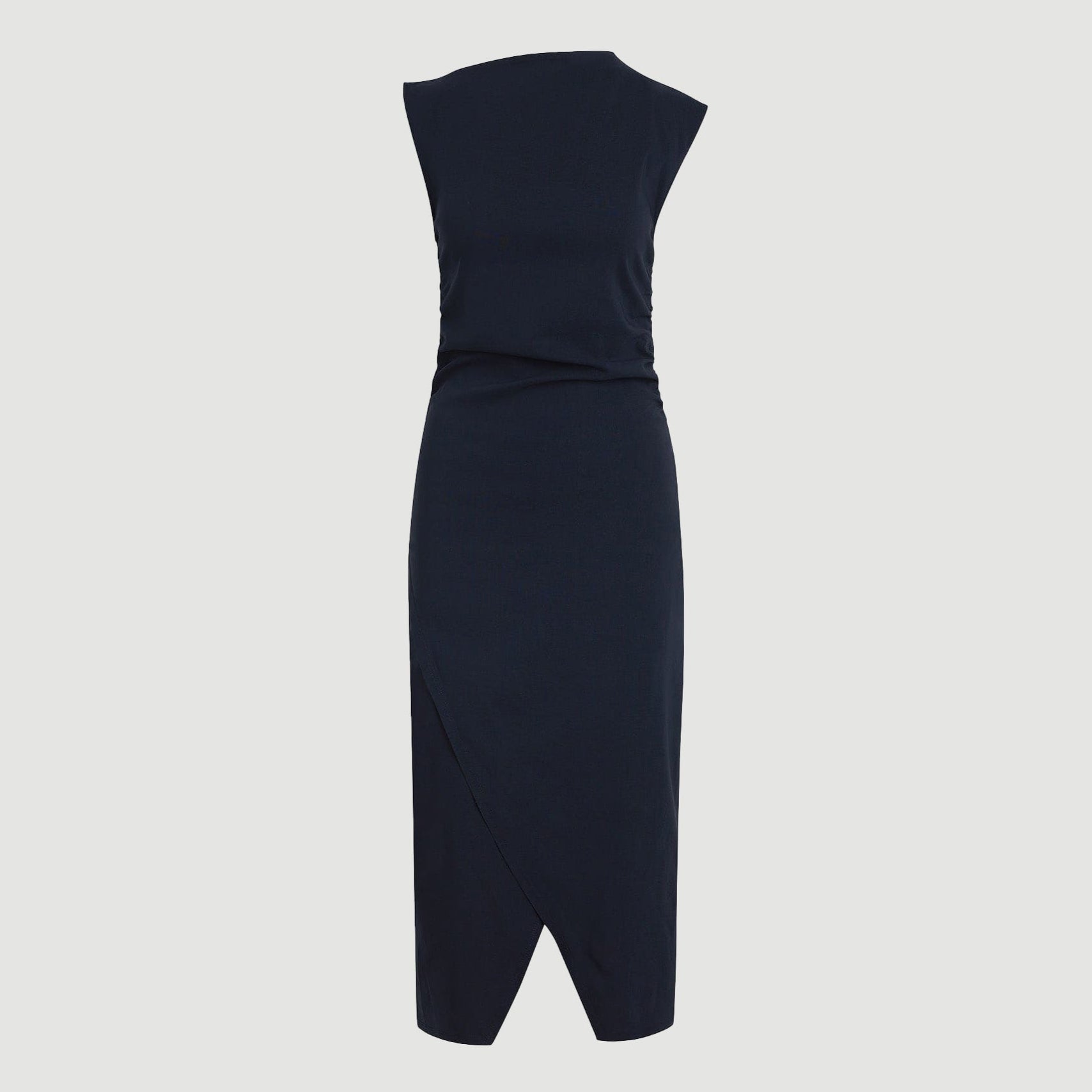 Manon Asymmetric-Neck Ruched Dress (Petite)