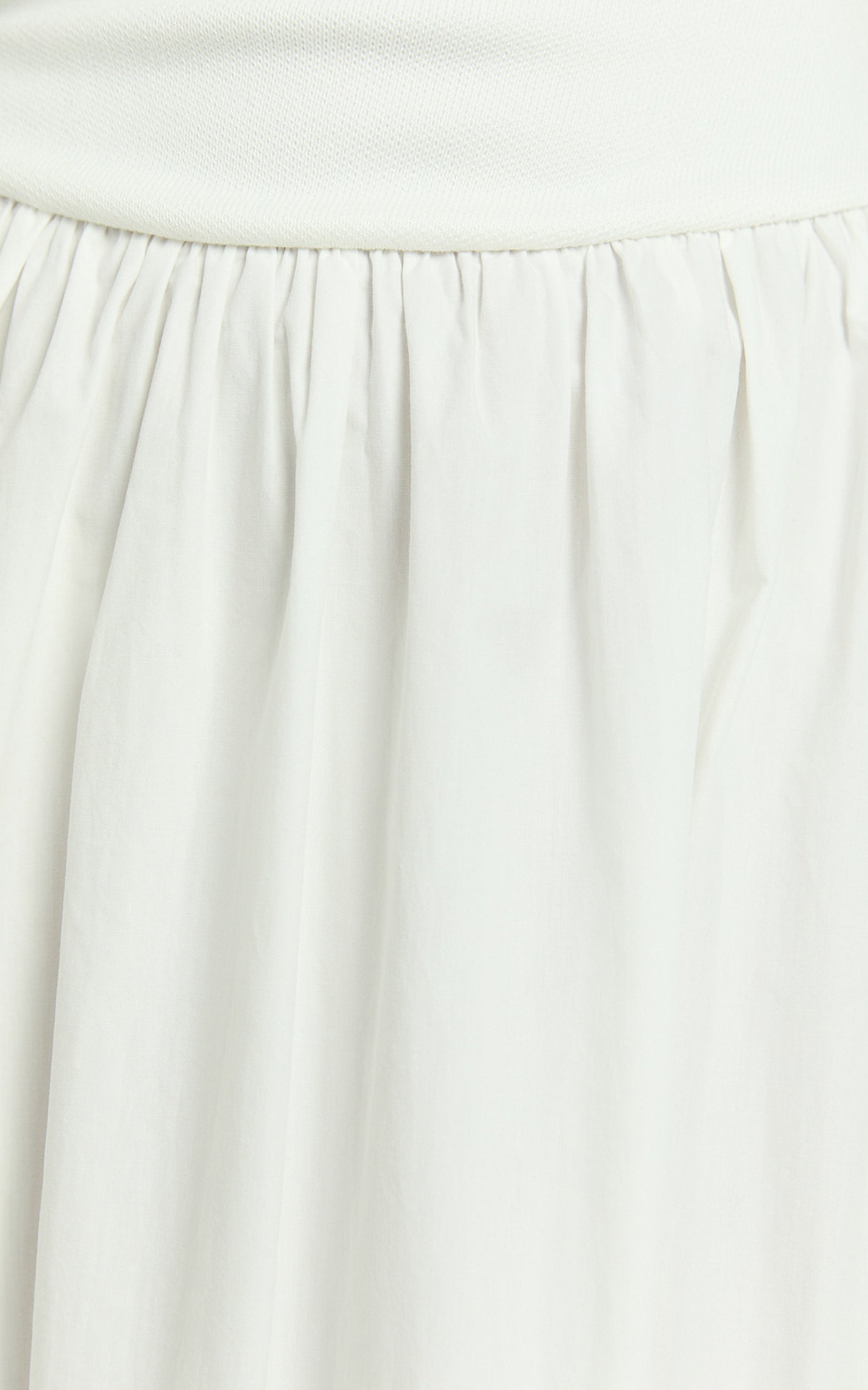 Murphy Midi Dress - Scoop Neck Straight Drop Waist Gathered Skirt Knit And Poplin Dress in White