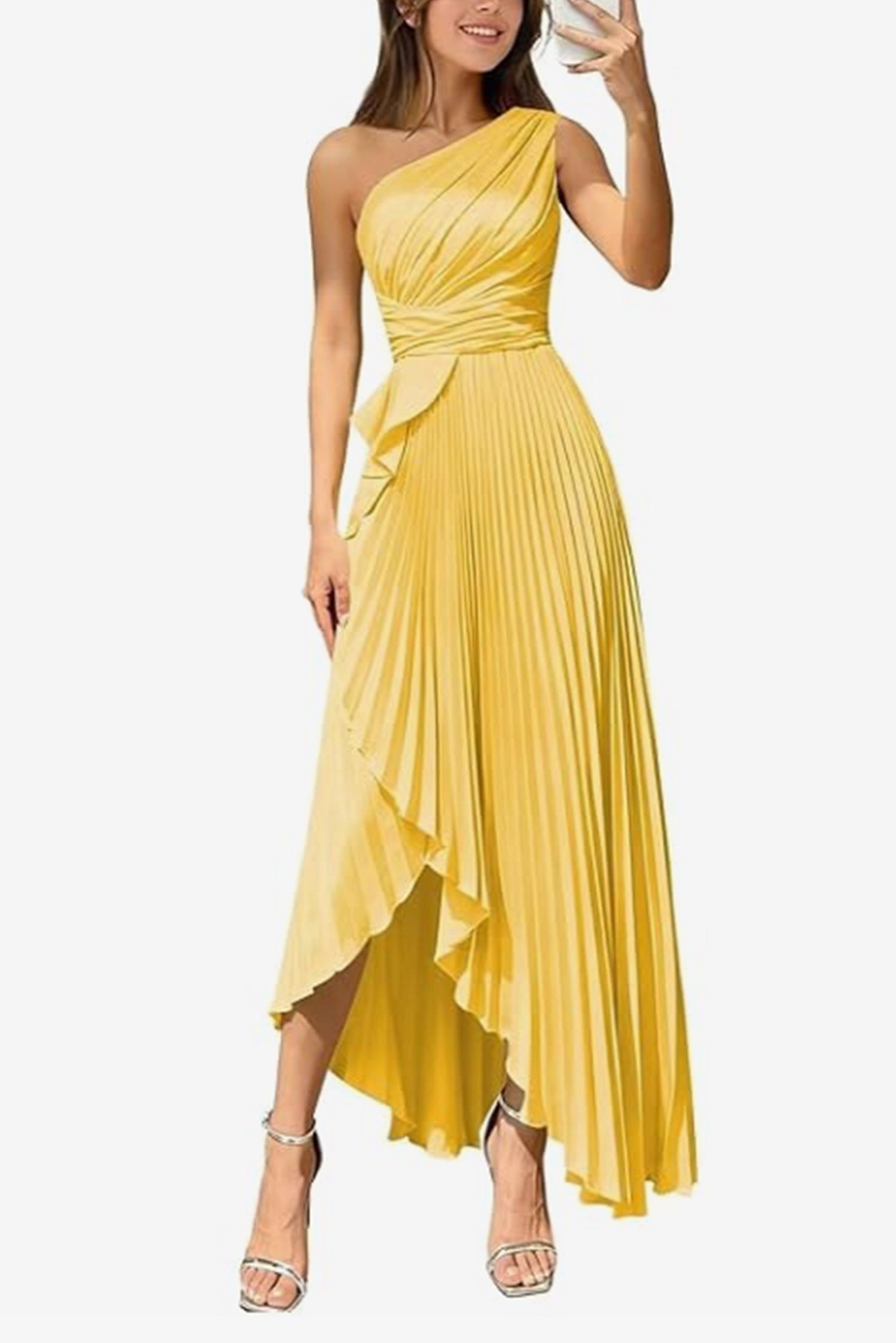 Asymmetrical Maxi Satin Dresses CS1076