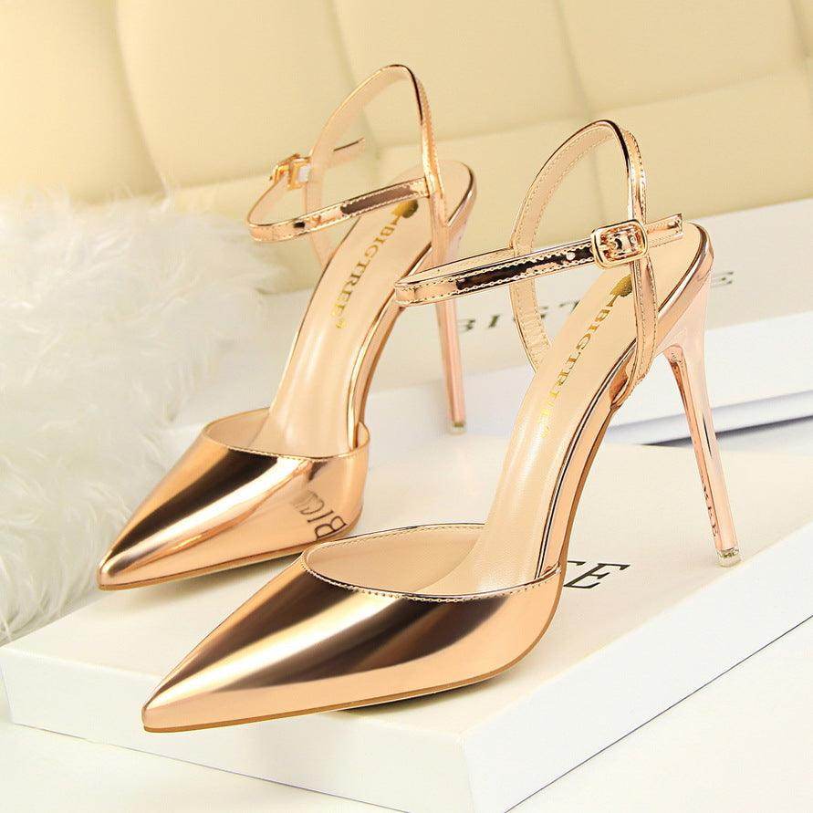 Silver Metallic Slingback Heel Sandals 552220831213
