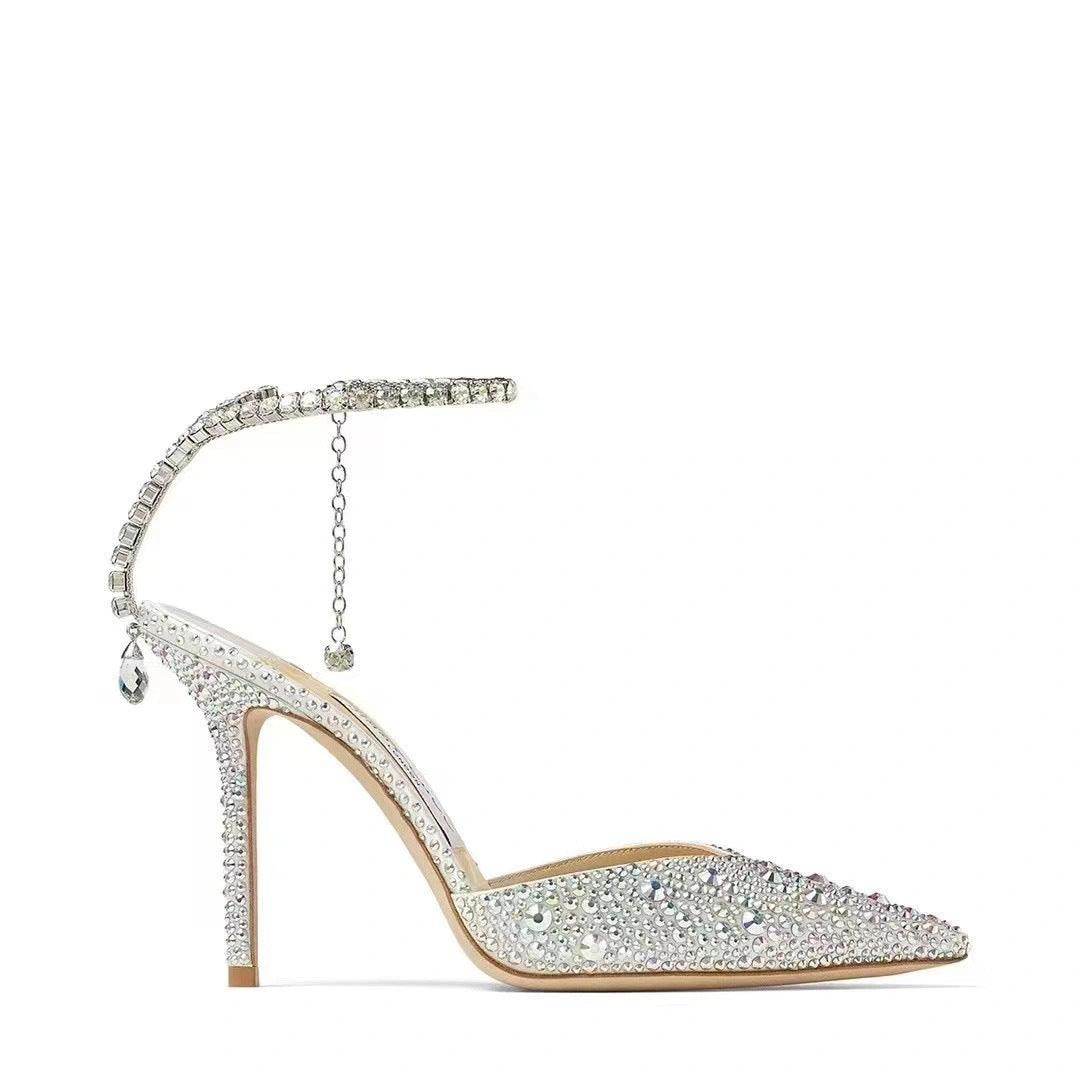 Glitter Ankle Strap Pointy Stiletto heel Sandals 772939443259