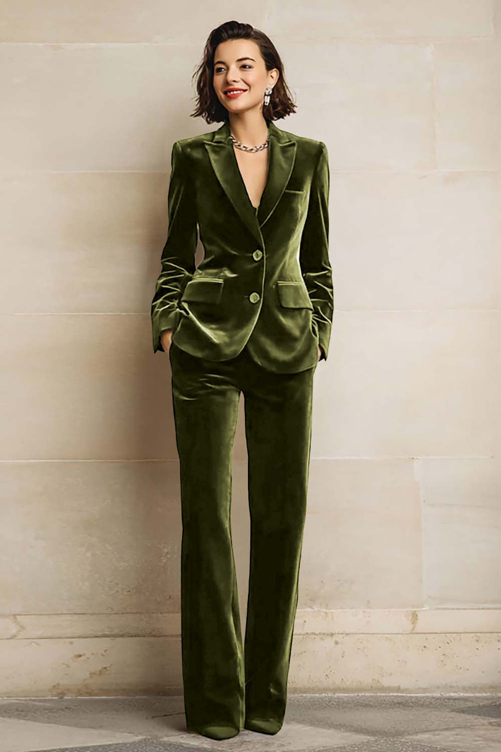 Plum Velvet Peak Lapel 2 Piece Prom Suits with Pockets