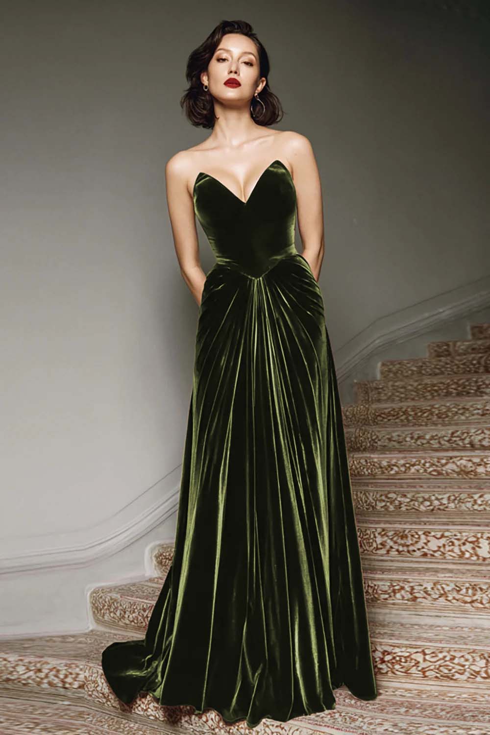 Burgundy Velvet A Line Sweetheart Long Holiday Party Dress