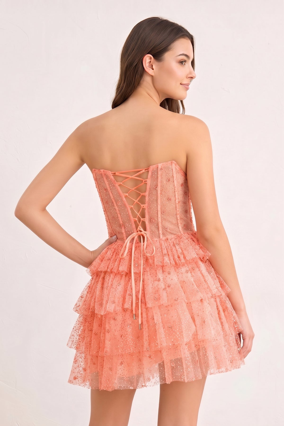 A Line Strapless Tiered Homecoming Dress