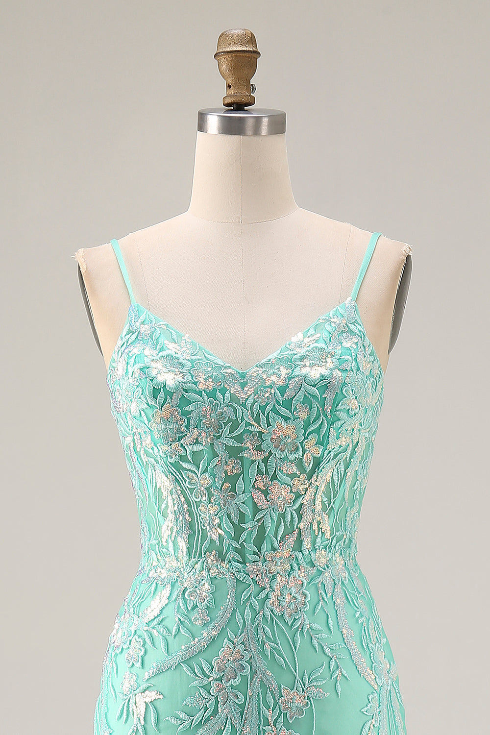 Sparkly Purple Mermaid Floral Lace Long Prom Dress