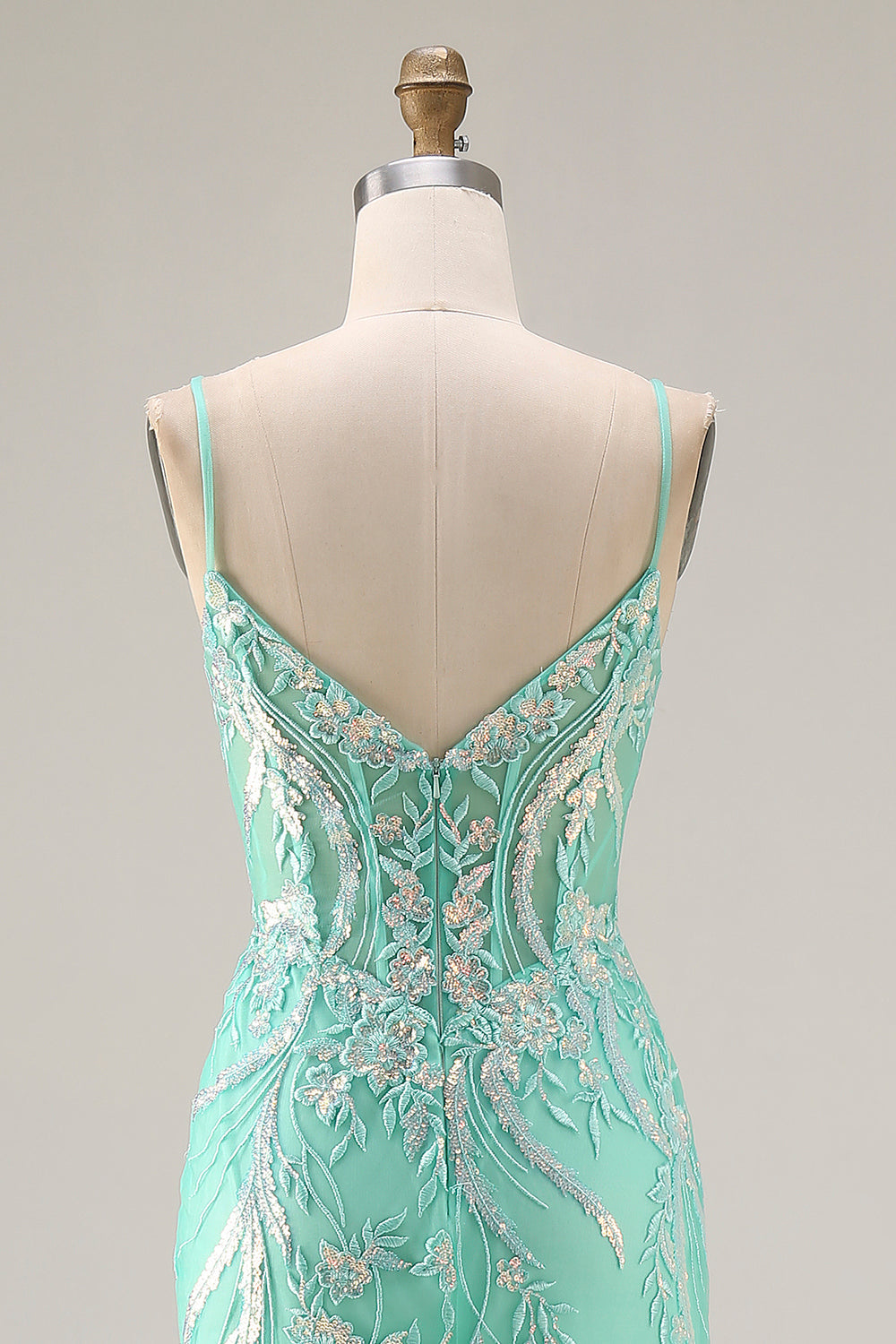 Sparkly Purple Mermaid Floral Lace Long Prom Dress