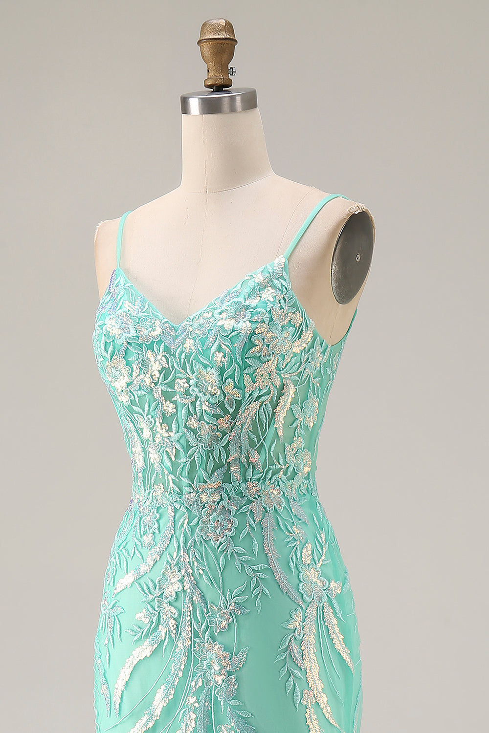 Sparkly Purple Mermaid Floral Lace Long Prom Dress