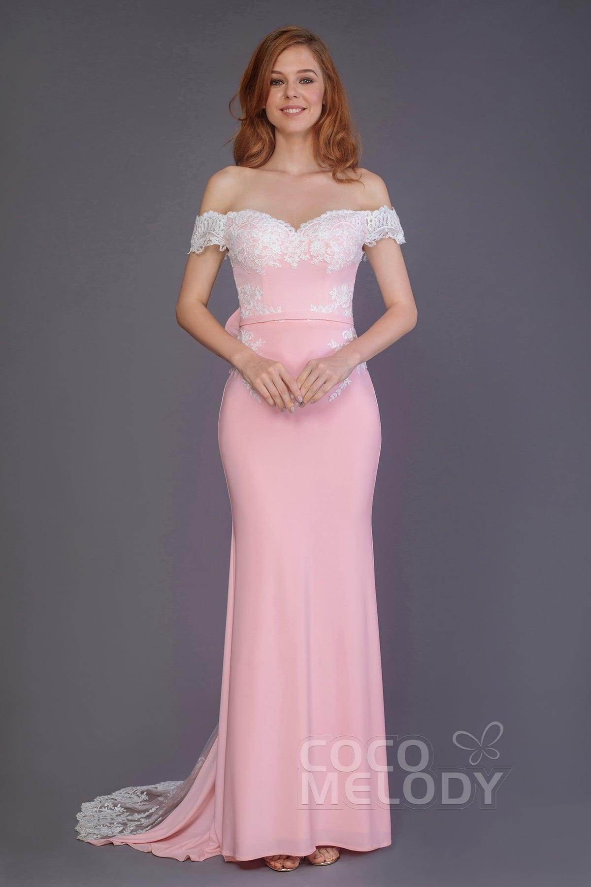 Mermaid Sweep Train Knitted Fabric Bridesmaid Dress PR3491