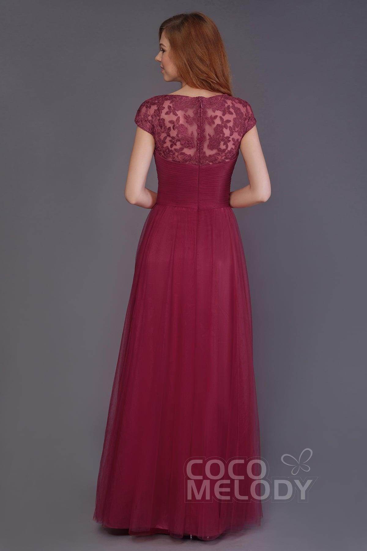 Sheath-Column Floor Length Tulle Bridesmaid Dress PR3510