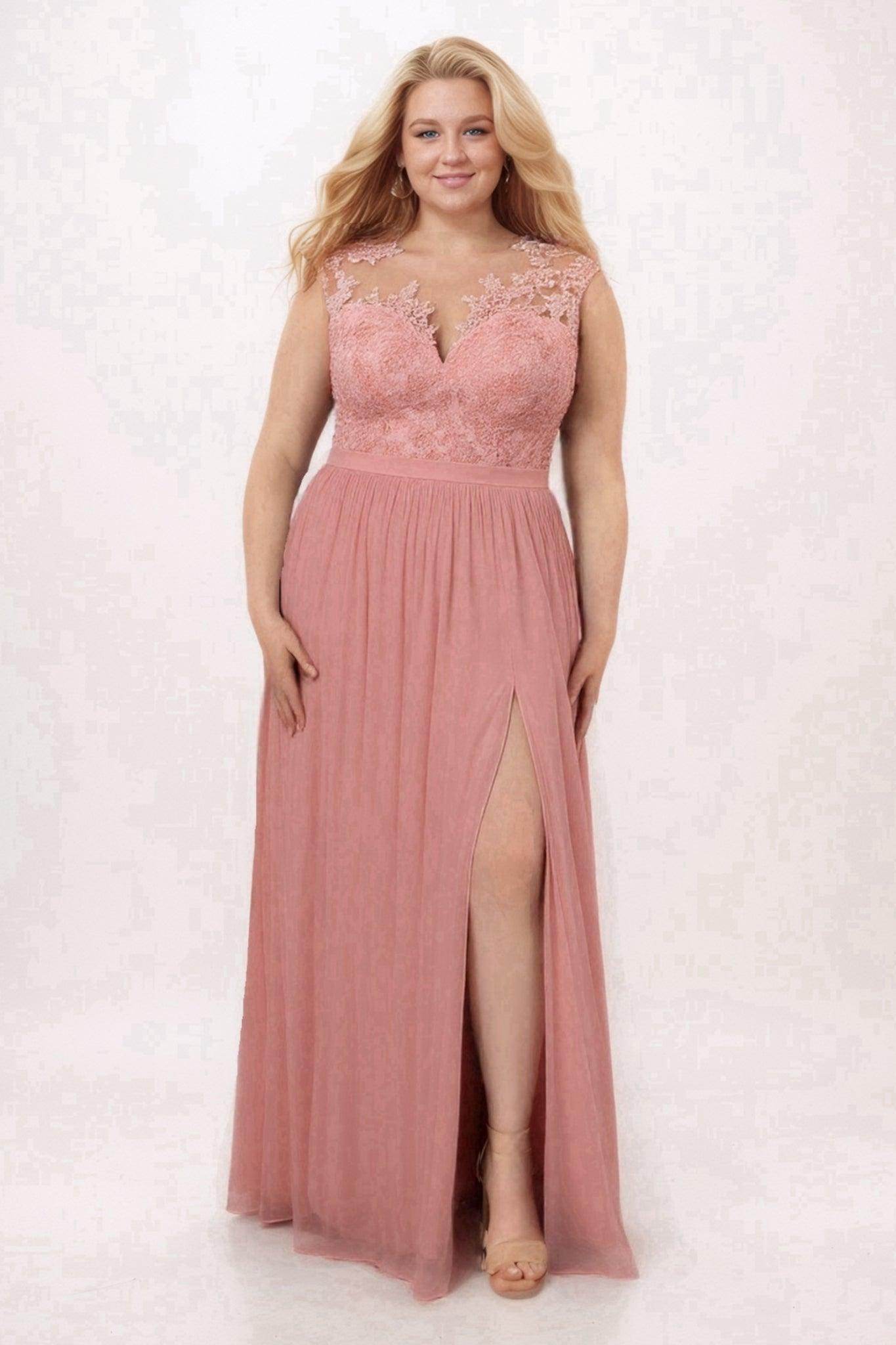A-Line Floor Length Chiffon and Lace Bridesmaid Dress PR3554