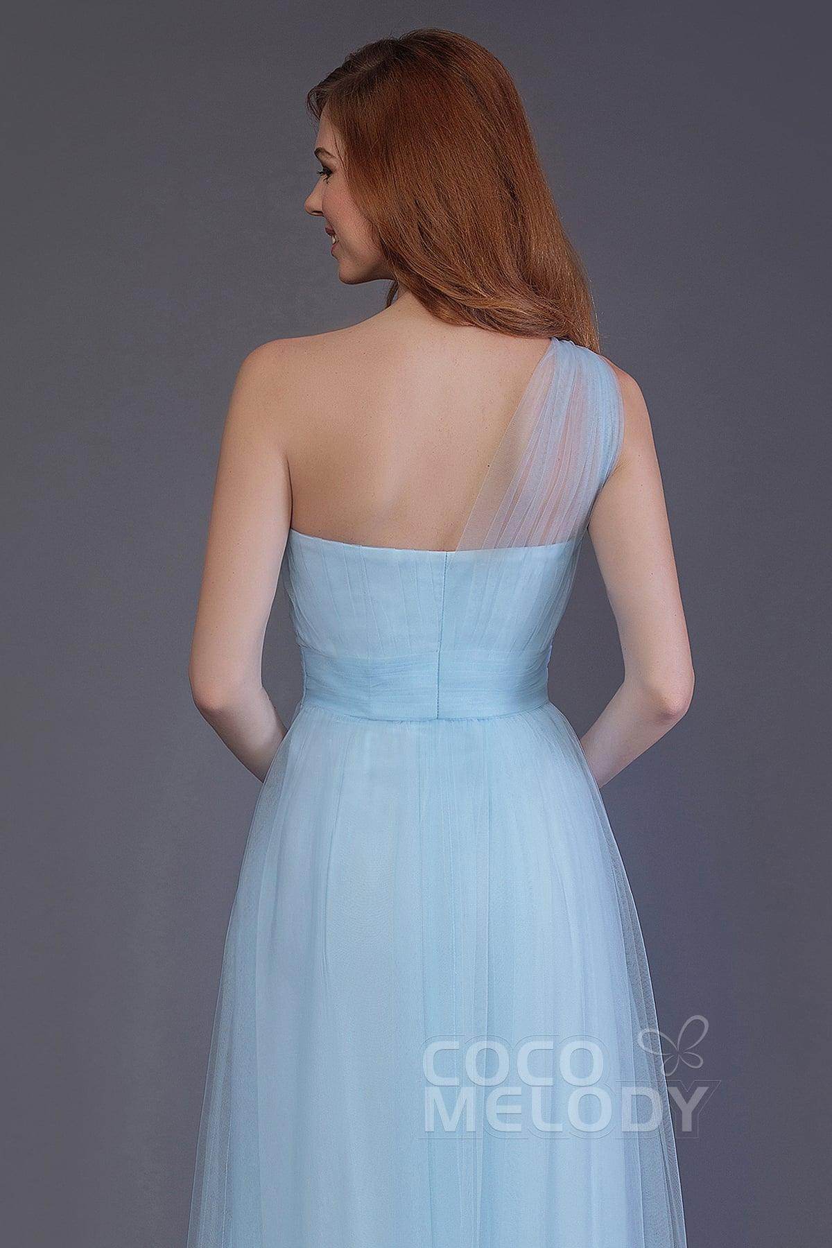 Sheath-Column Floor Length Tulle Bridesmaid Dress PR3556