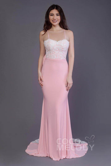 Mermaid Sweep Train Knitted Fabric Bridesmaid Dress PR3565