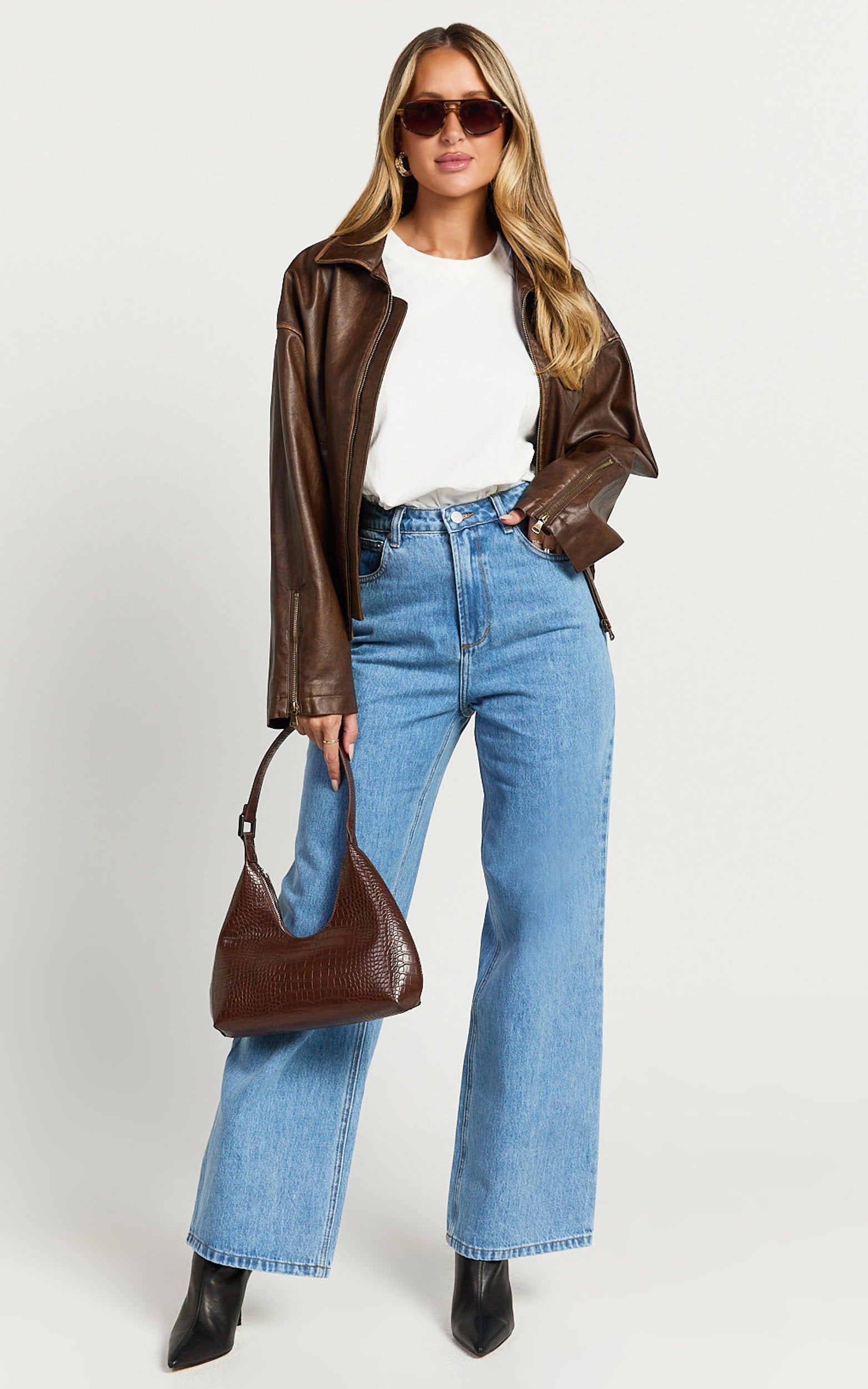 Prizza Top - Longline Boyfriend Tee Top in White