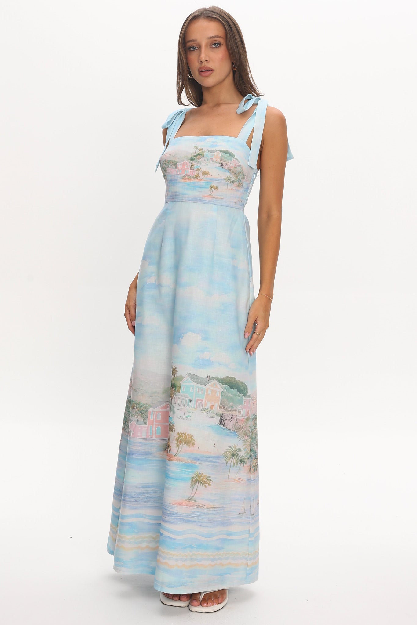 Cove Hideaway Tie Strap Maxi Dress Blue