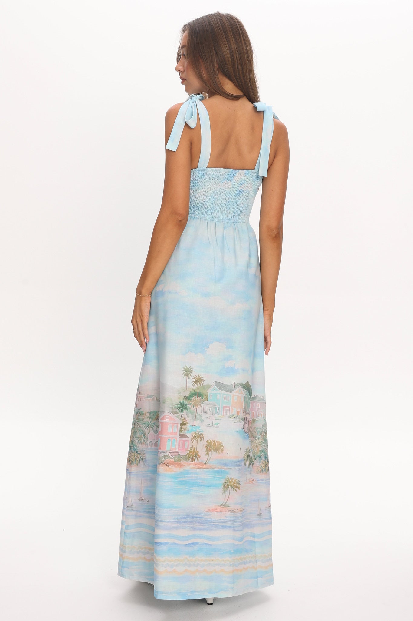 Cove Hideaway Tie Strap Maxi Dress Blue