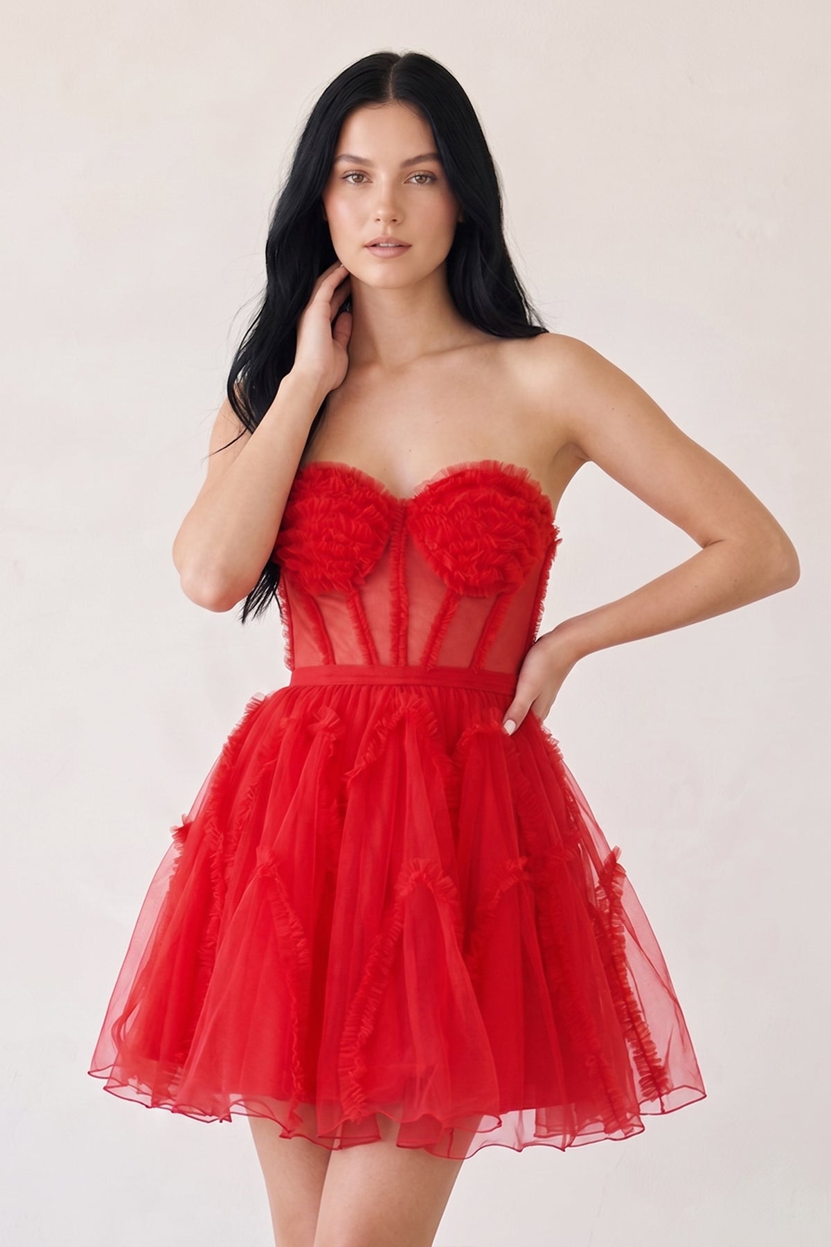 A Line Tulle Strapless Homecoming Dress