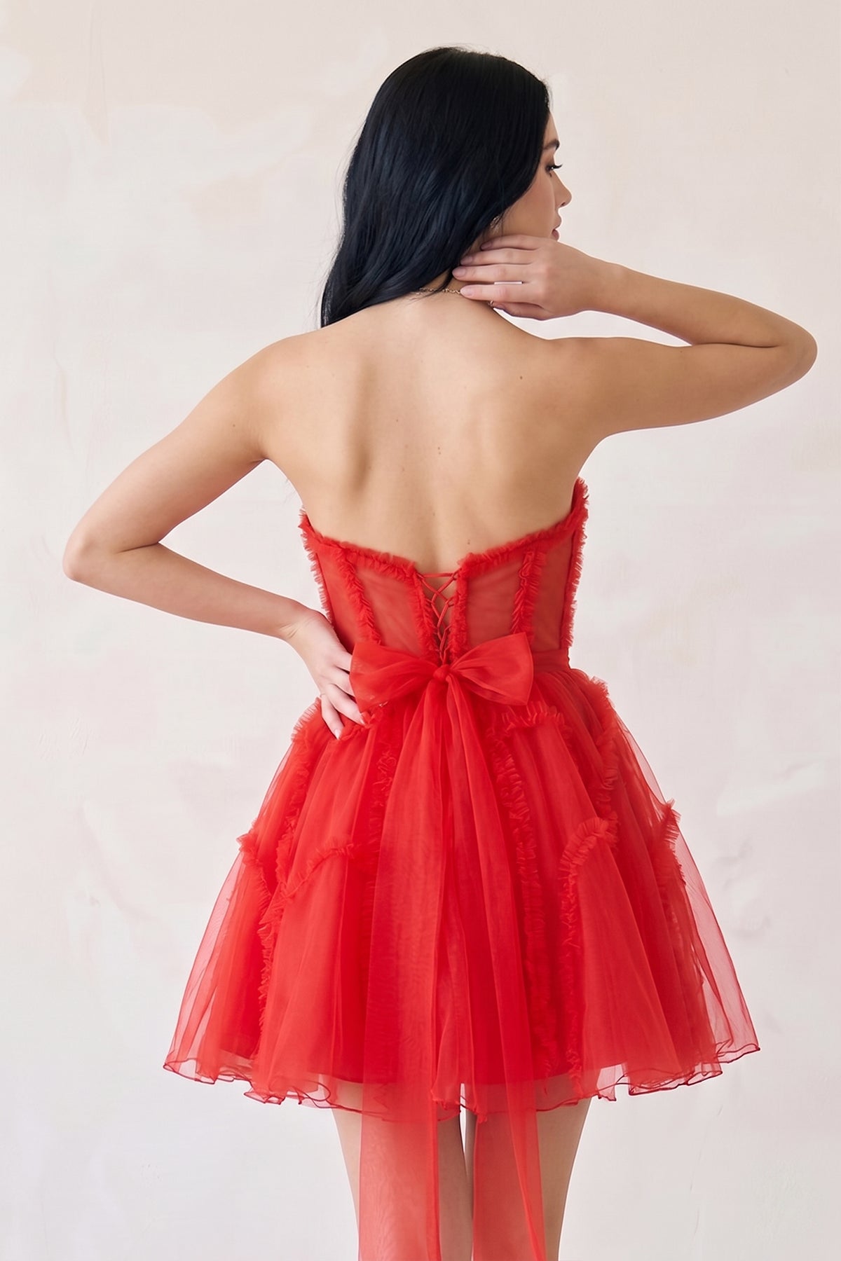 A Line Tulle Strapless Homecoming Dress