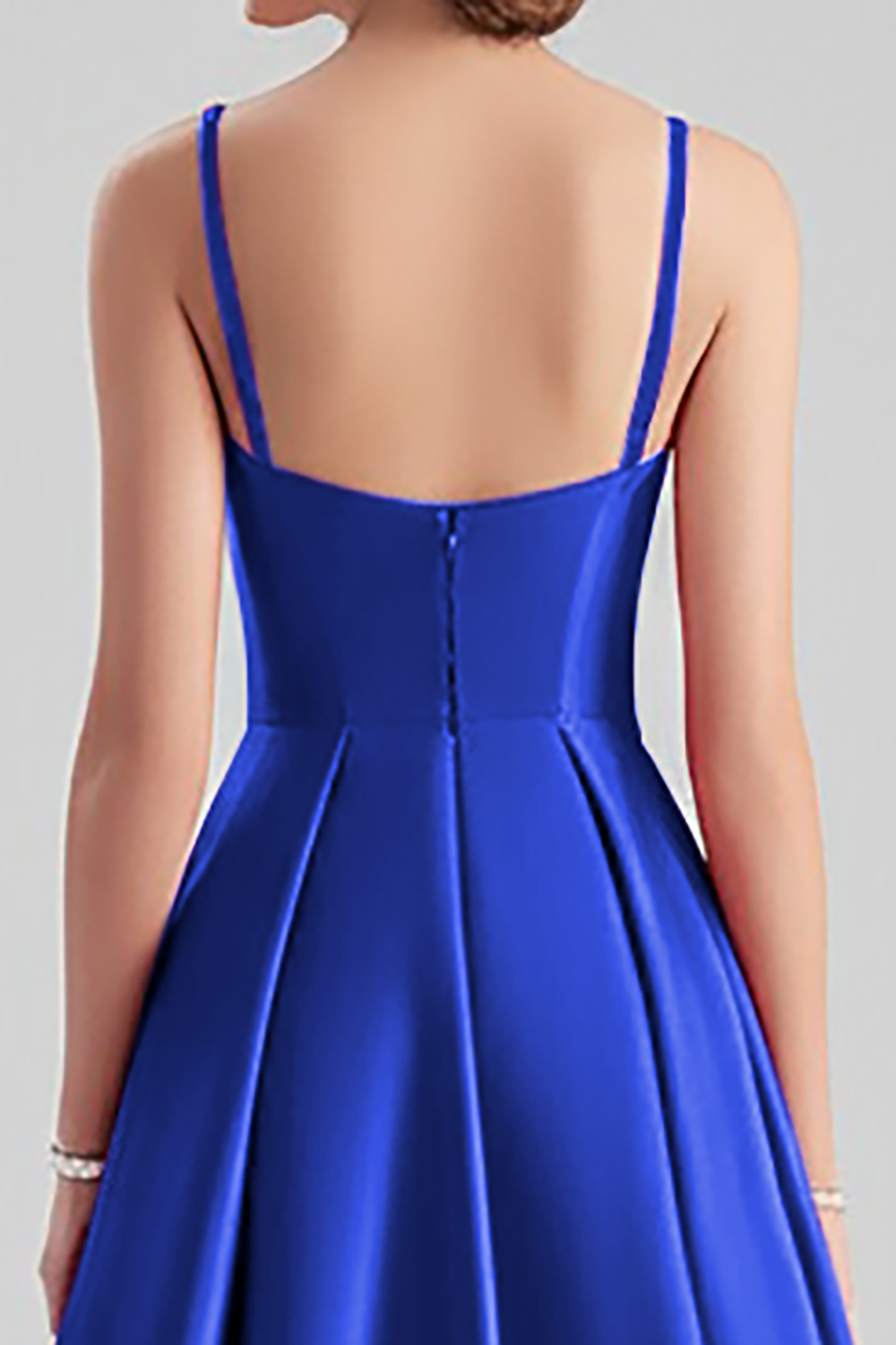 Black Satin A Line Spaghetti Straps Long Formal Dress