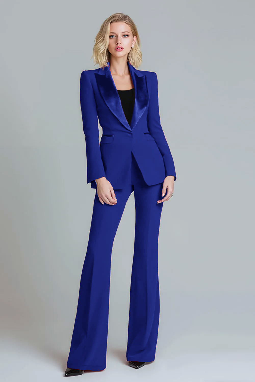 Red 2 Piece Peak Lapel Women Prom Suits with Sleeves