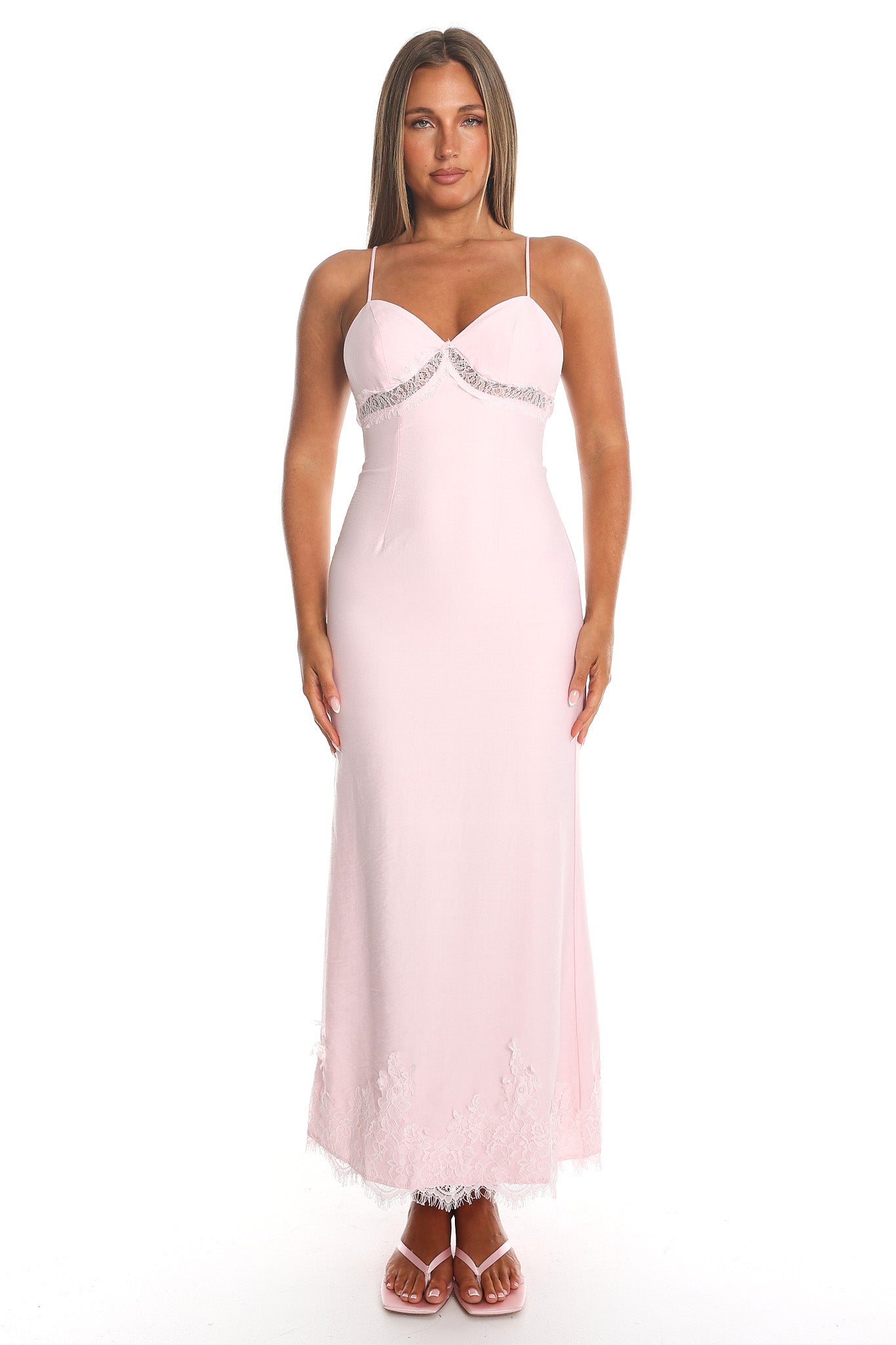 Soleil Lace Maxi Dress Light Pink