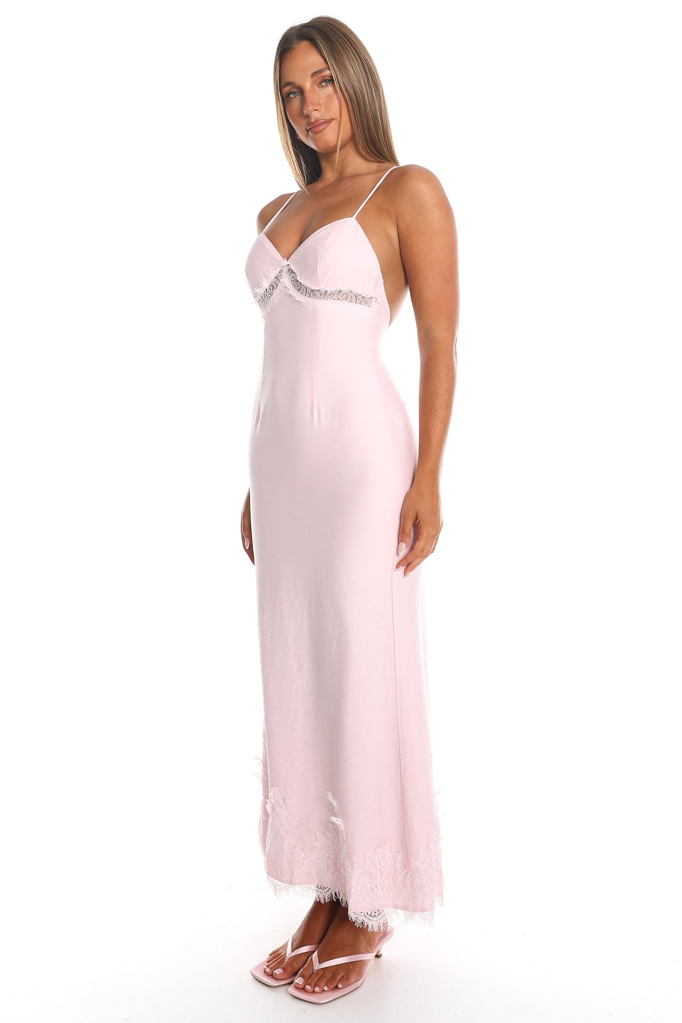 Soleil Lace Maxi Dress Light Pink