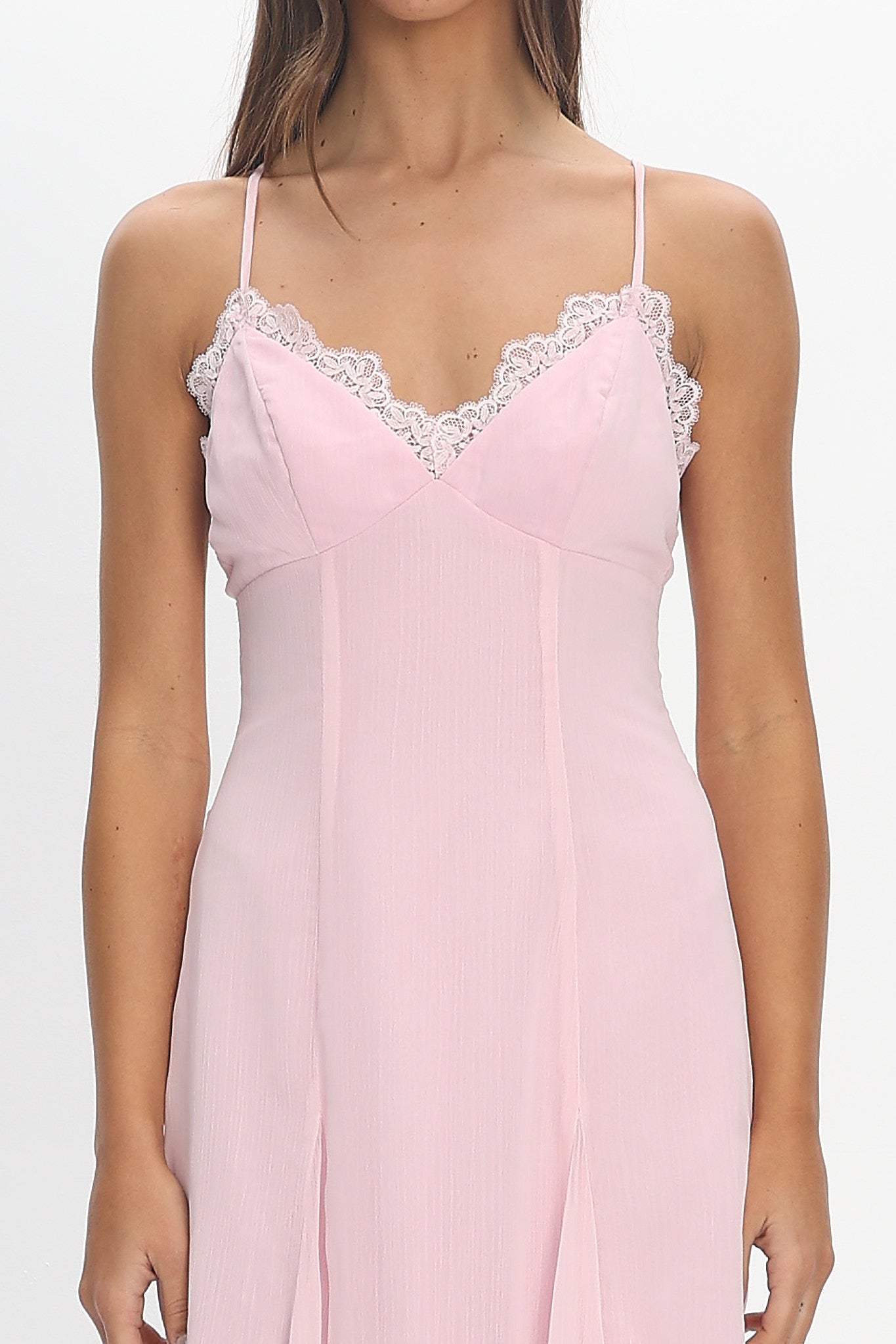 Edessa Lace-Trim Maxi Dress Blush