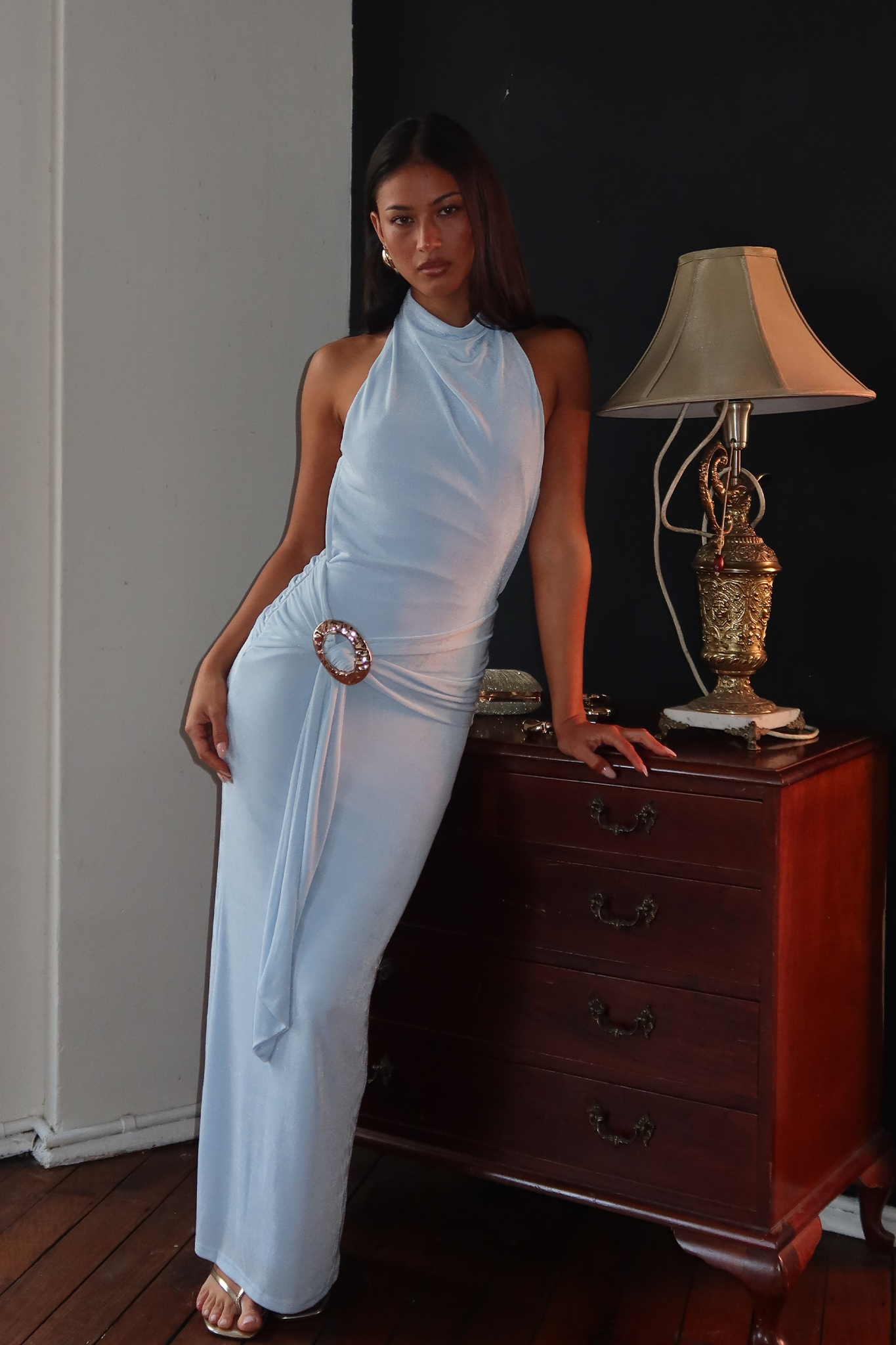 Songs of Sierra Cowl Maxi Dress Ice Blue