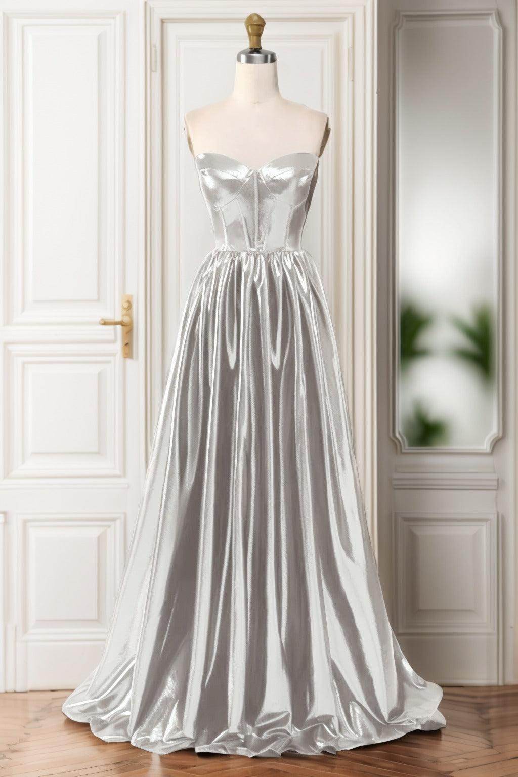 A-Line Sweep-Brush Train Hot Stamping Cloth Prom Dress CS0446