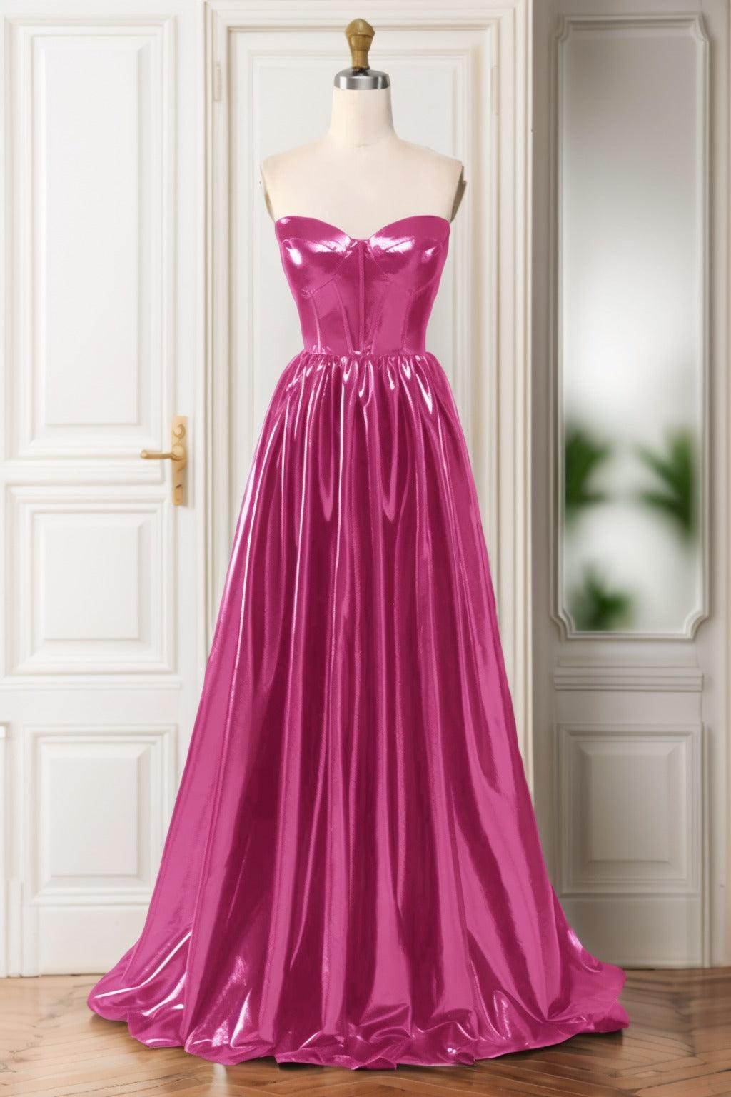A-Line Sweep-Brush Train Hot Stamping Cloth Prom Dress CS0446