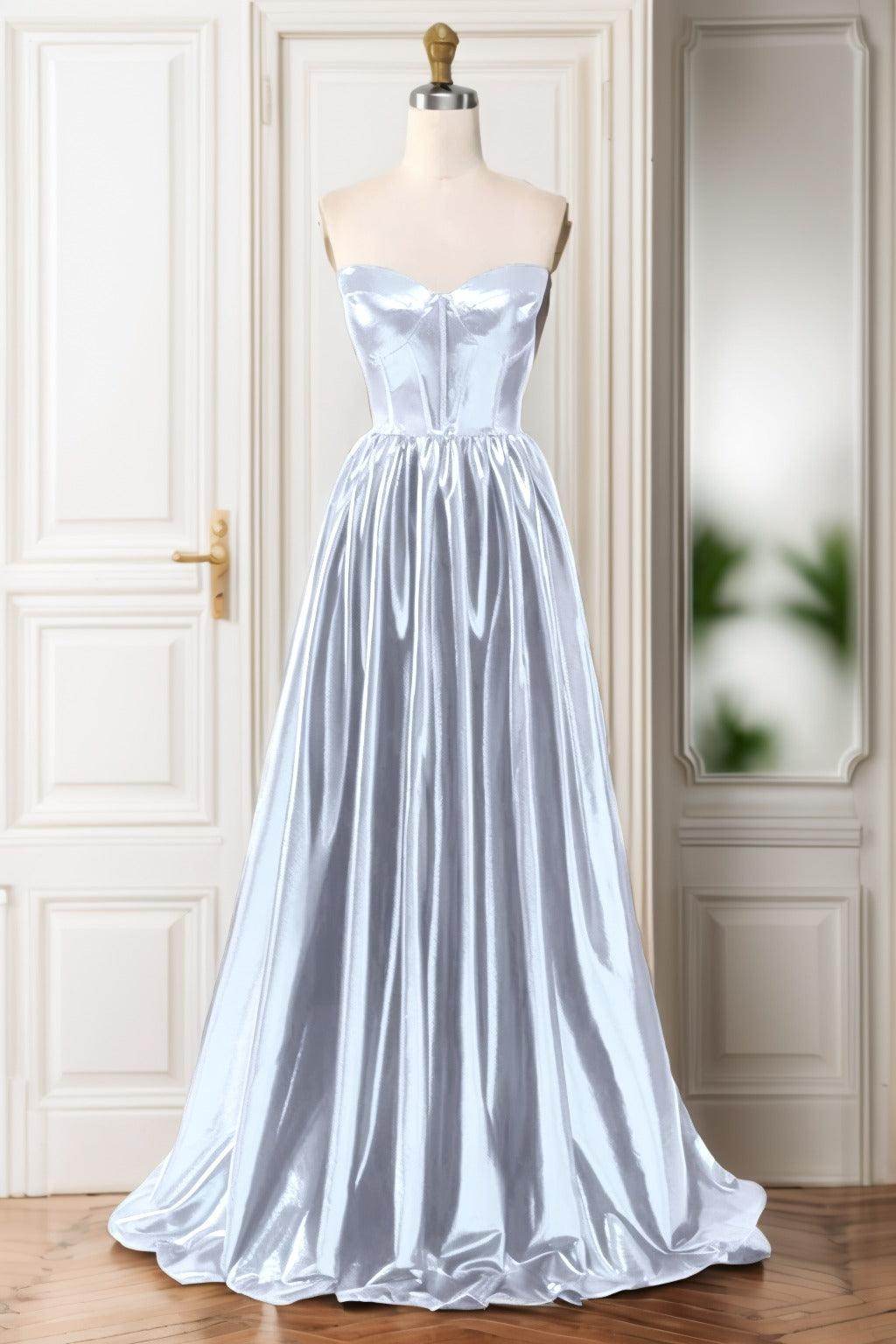 A-Line Sweep-Brush Train Hot Stamping Cloth Prom Dress CS0446