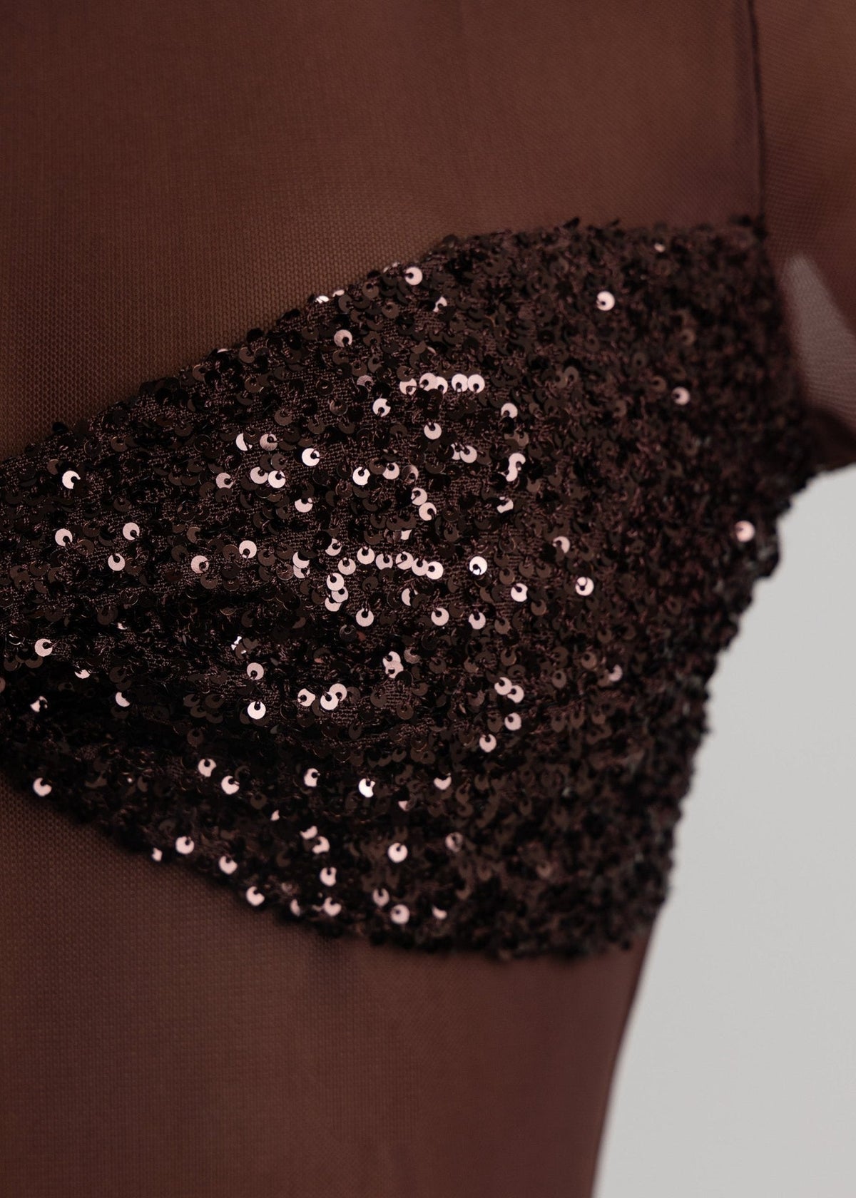 Sheer Grace Sequin Mesh Playsuit - Brown