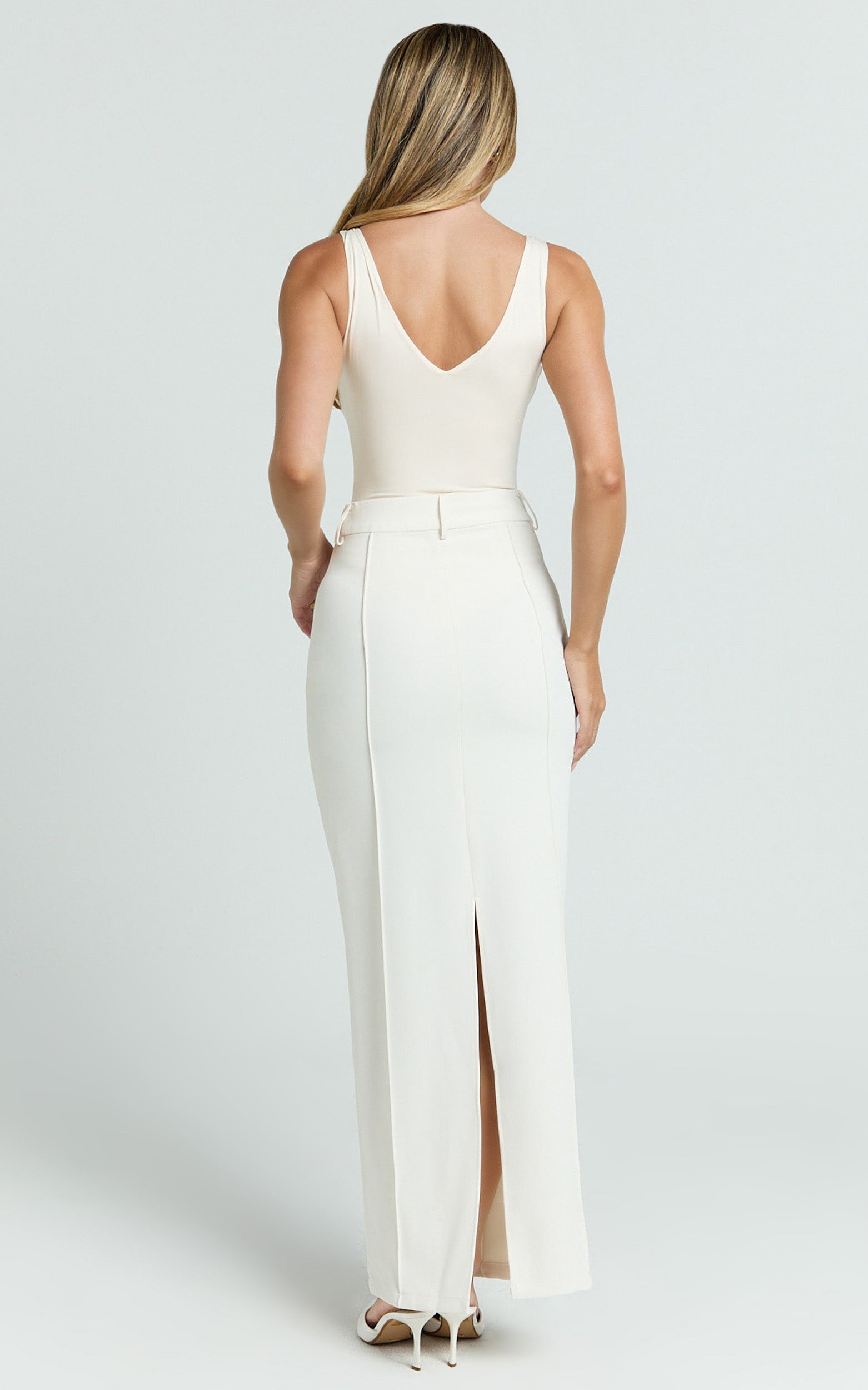 Stella Maxi Skirt - High Waisted Pencil Skirt in Stone