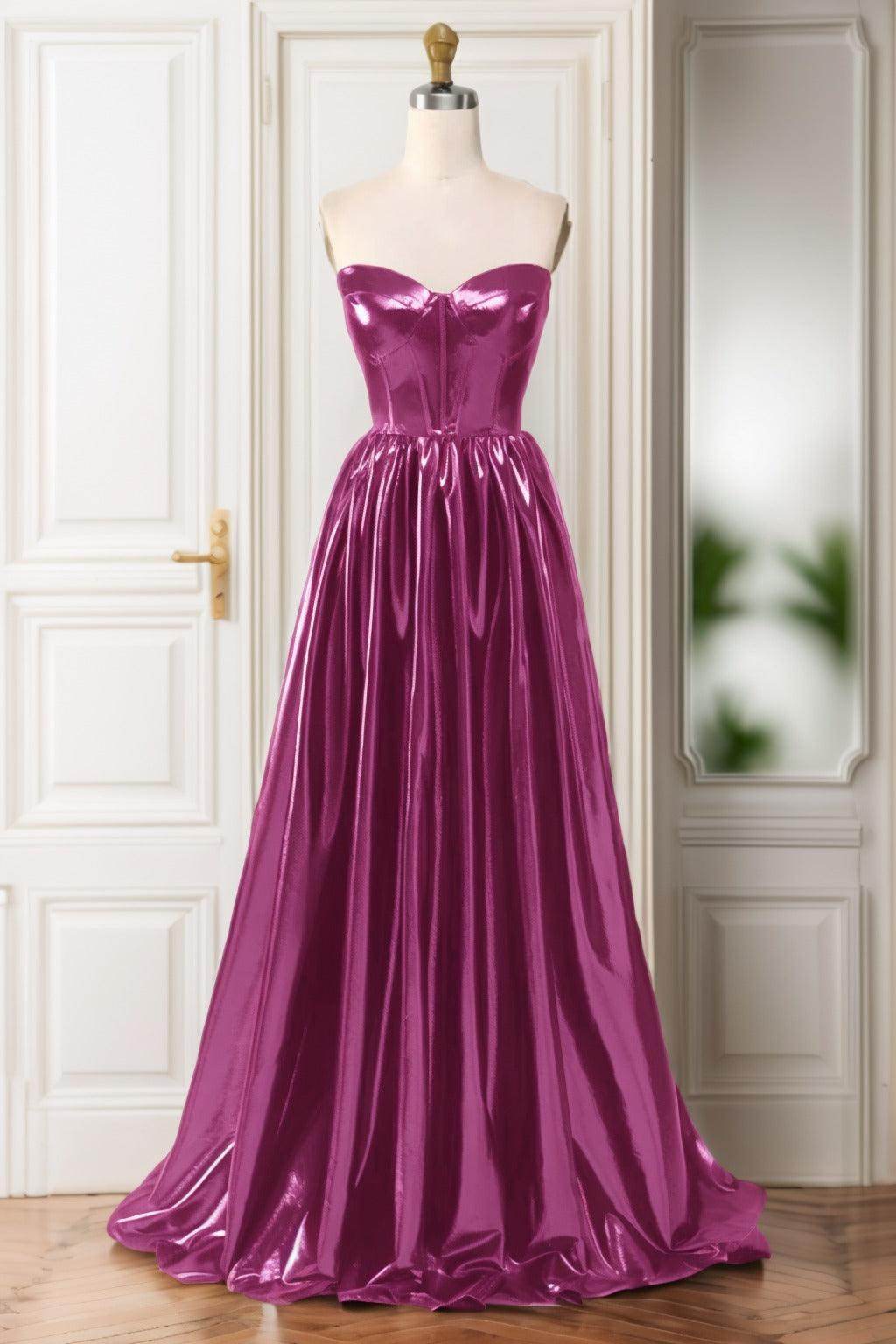 A-Line Sweep-Brush Train Hot Stamping Cloth Prom Dress CS0446