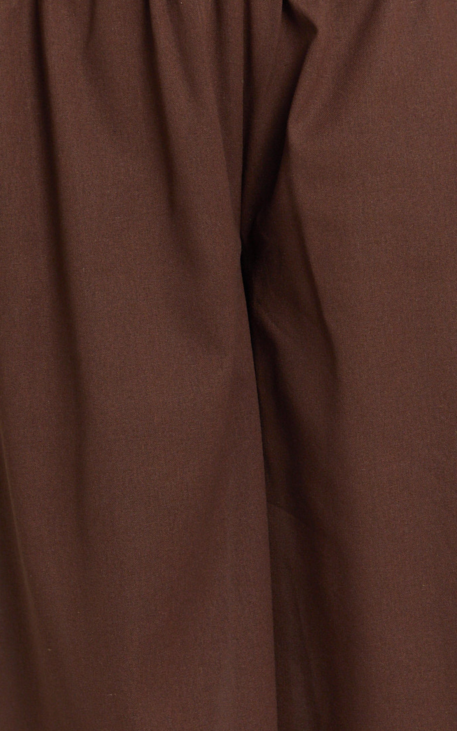 Tamara Pants - High Elasticated Waist Wide Leg Pants in Chocolate