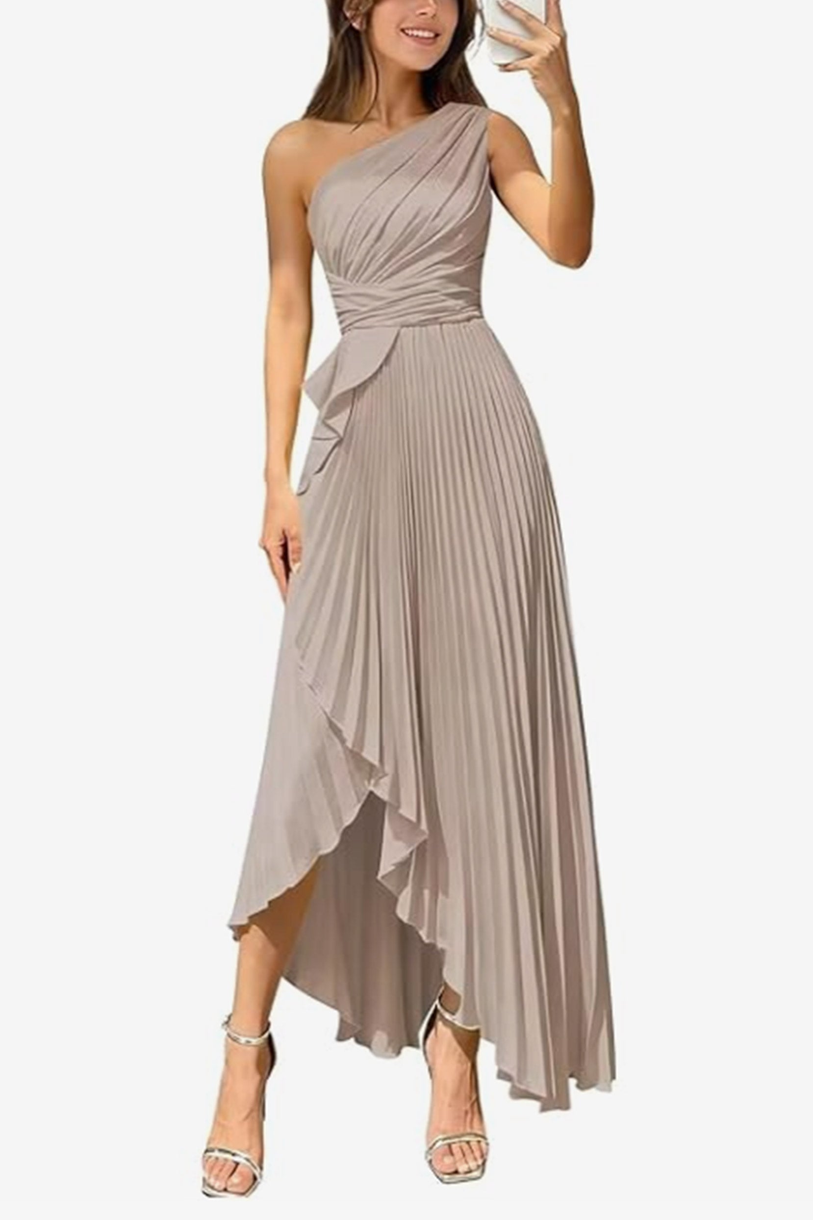 Asymmetrical Maxi Satin Dresses CS1076