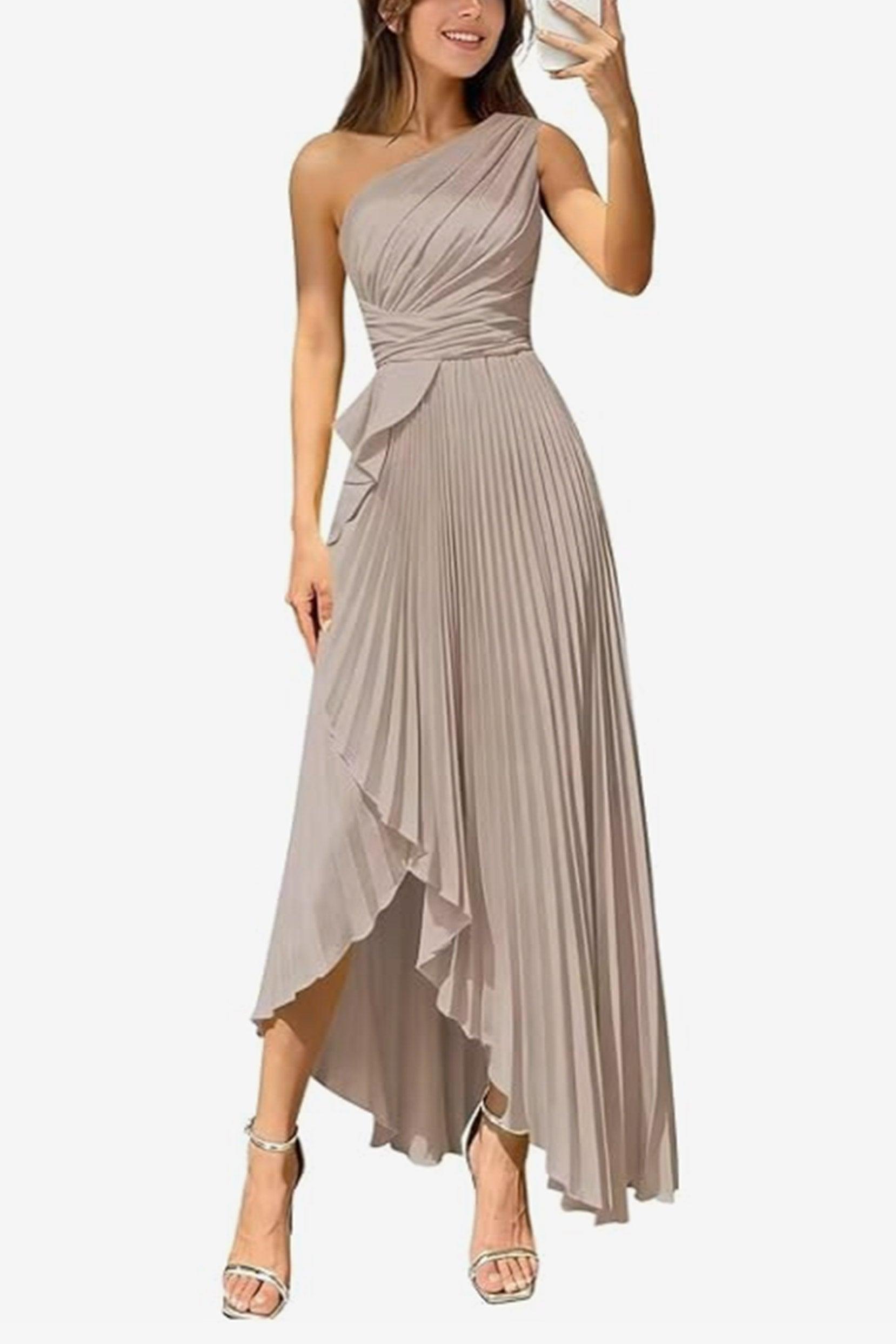 Asymmetrical Maxi Satin Dresses CS1076