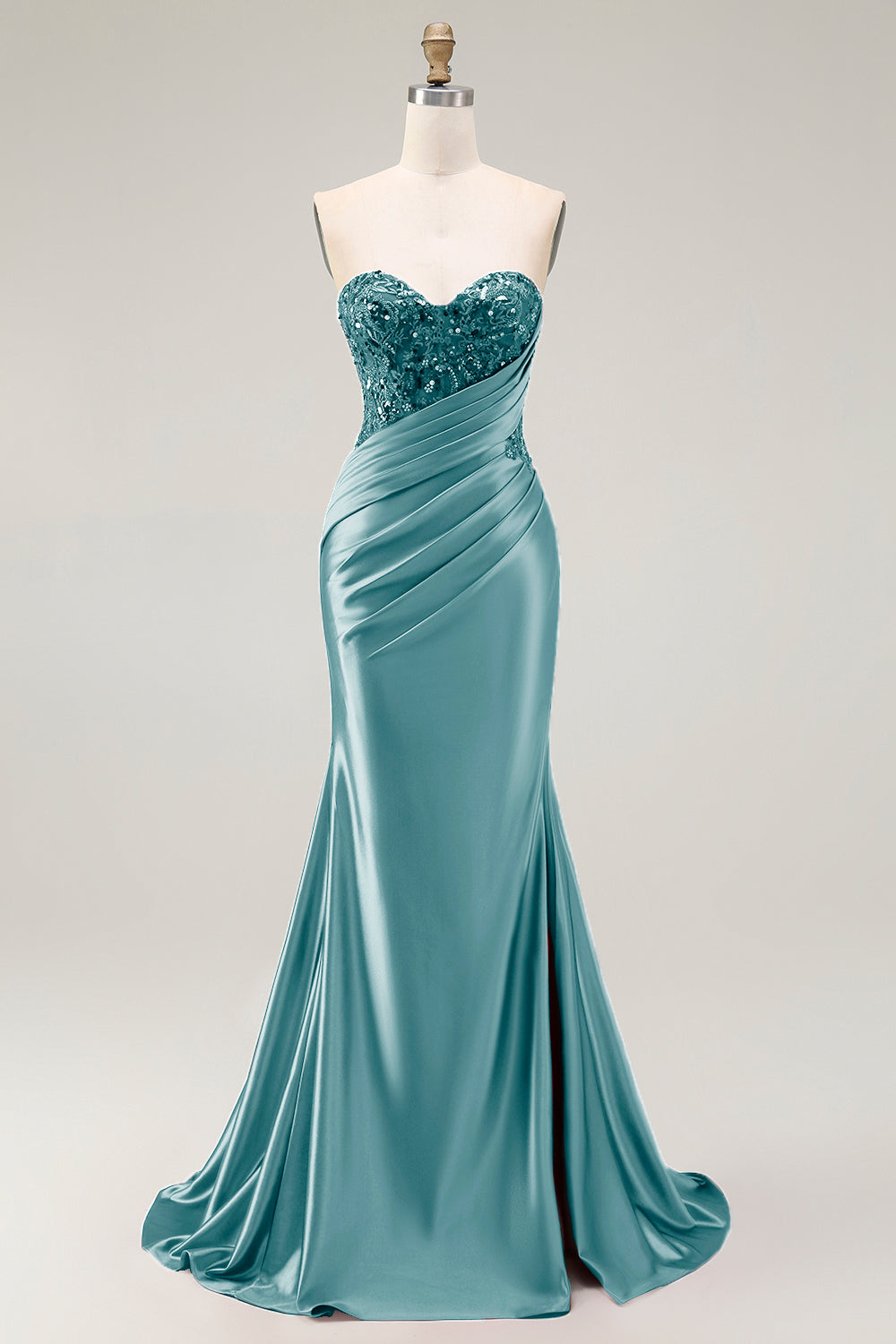 Sparkly Red Sweetheart Mermaid Long Prom Dress with Sequins