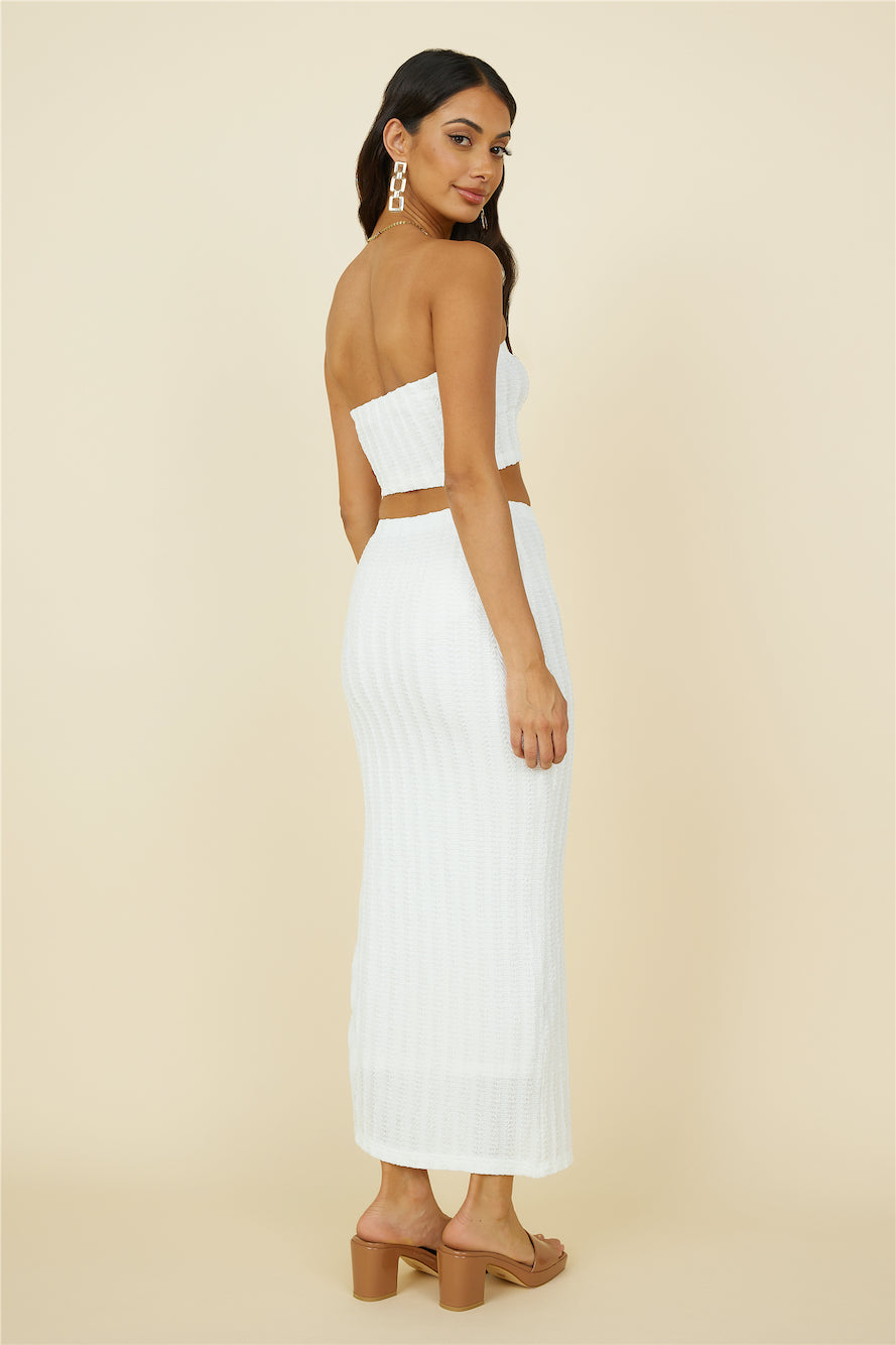 Poolside Adventure Maxi Skirt White