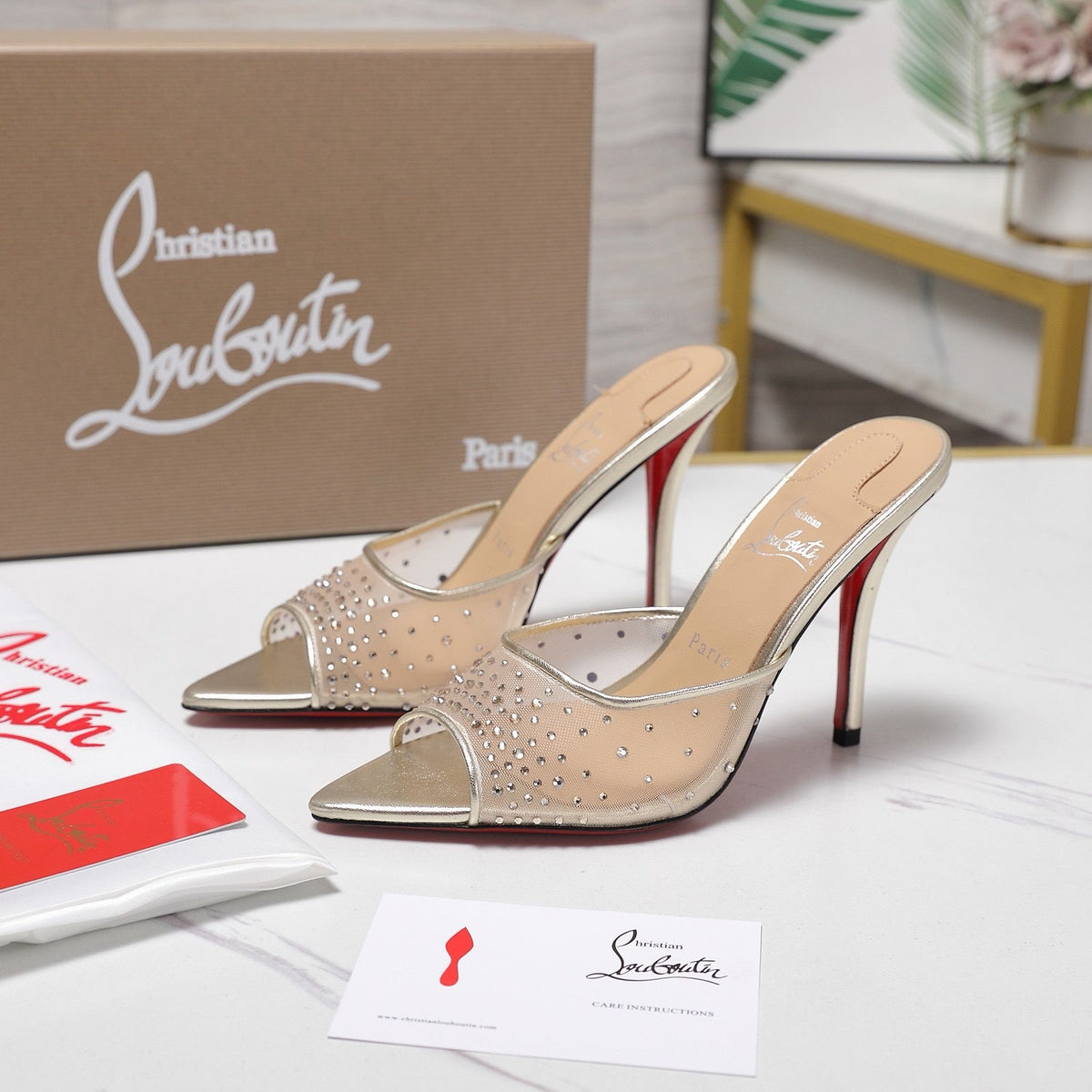 CL 2026 Miss Z Degrasstrass Perla 80mm Mule Mesh Leather