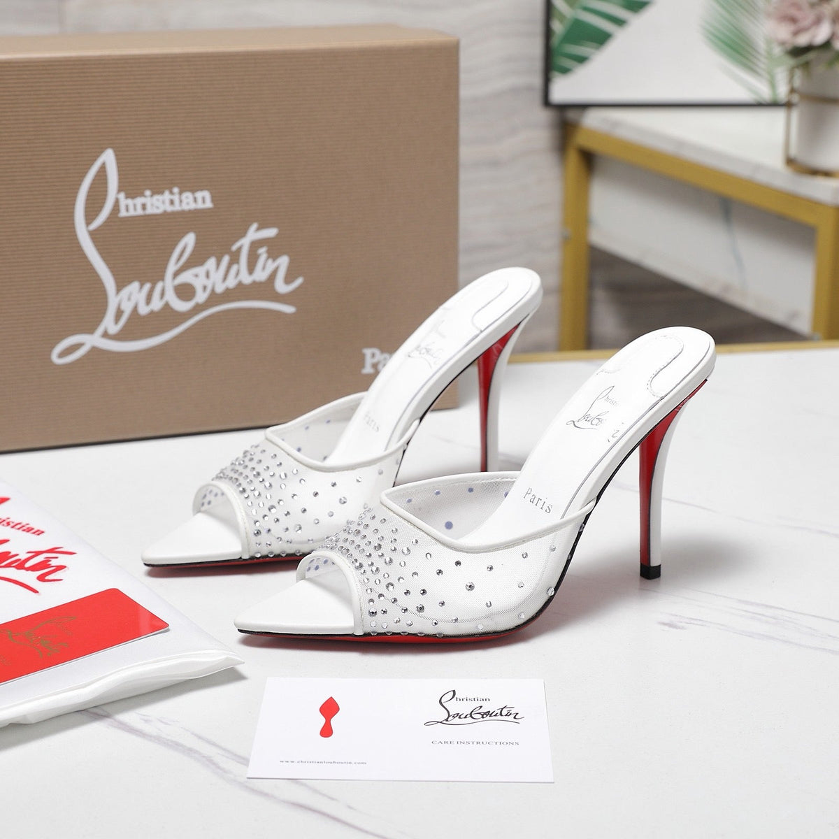CL 2026 Miss Z Degrasstrass Perla 80mm Mule Mesh Leather