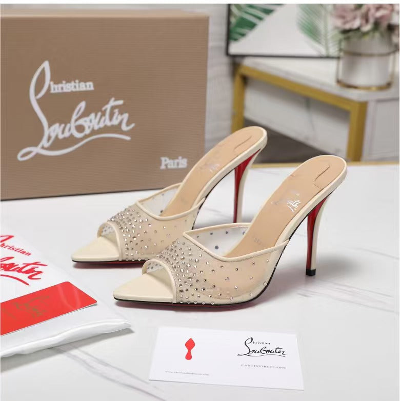 CL 2026 Miss Z Degrasstrass Perla 80mm Mule Mesh Leather