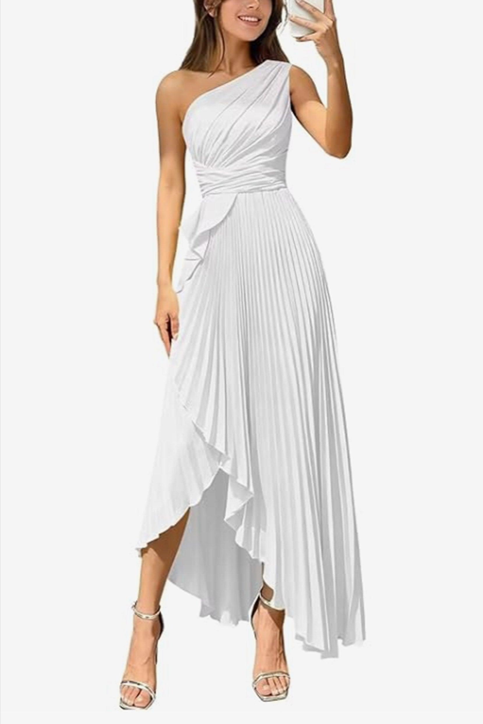 Asymmetrical Maxi Satin Dresses CS1076