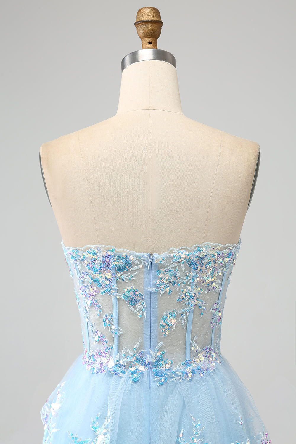 Princess A Line Sweetheart Lavender Corset Prom Dress with Tiered Lace