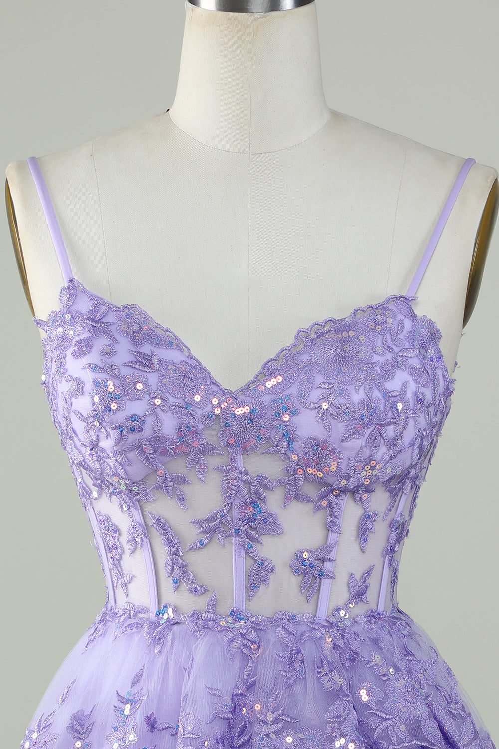 Sparkly Blue Spaghetti Straps Sequin Tiered Short Homecoming Dress