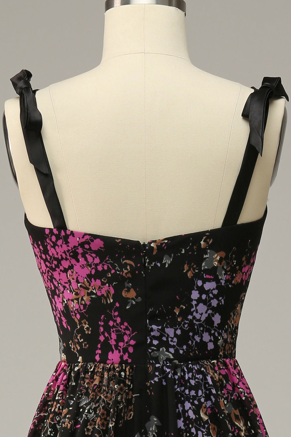 Sweetheart Spaghetti Staps Black Mixed Flower Prom Dress