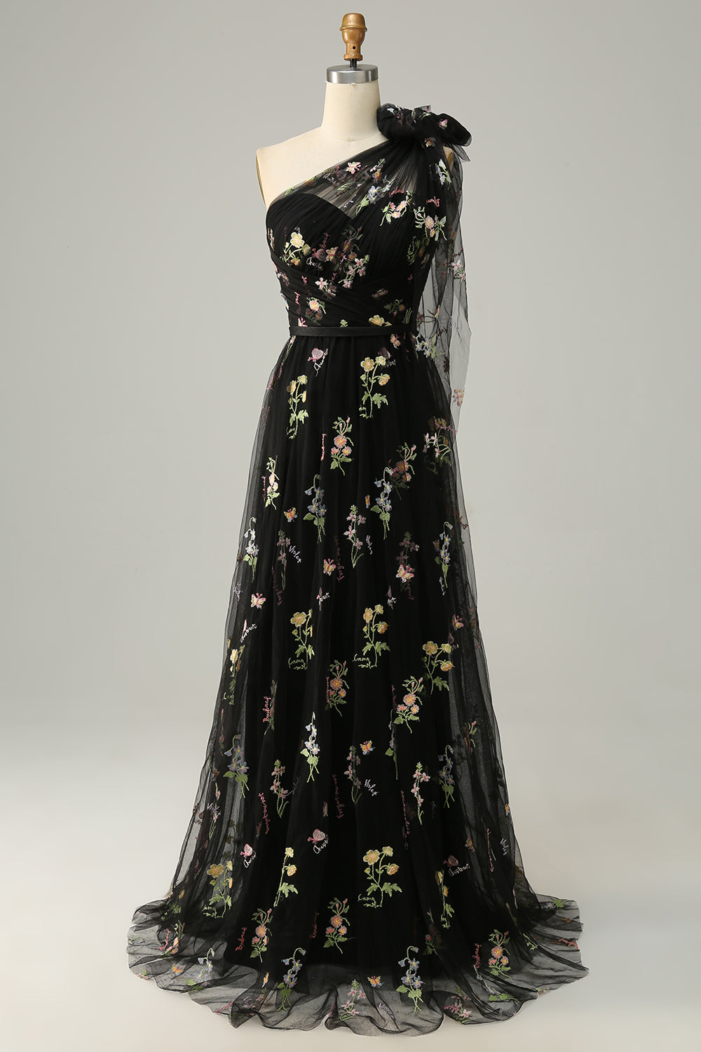 A-Line Purple Long Prom Dress With Embroidery